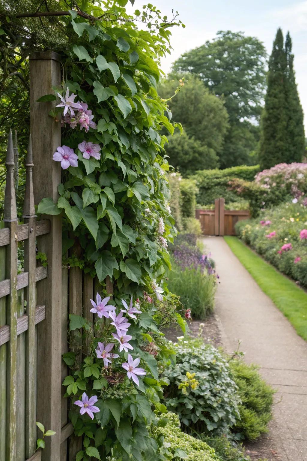 Vining plants transform your fence into a vertical garden.