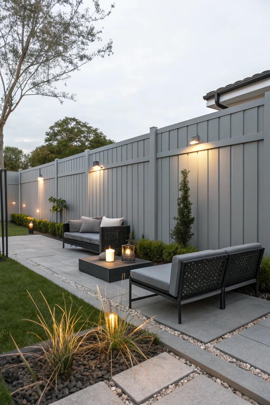 Slate fences give a stylish and neutral scene for modern outdoor spaces.