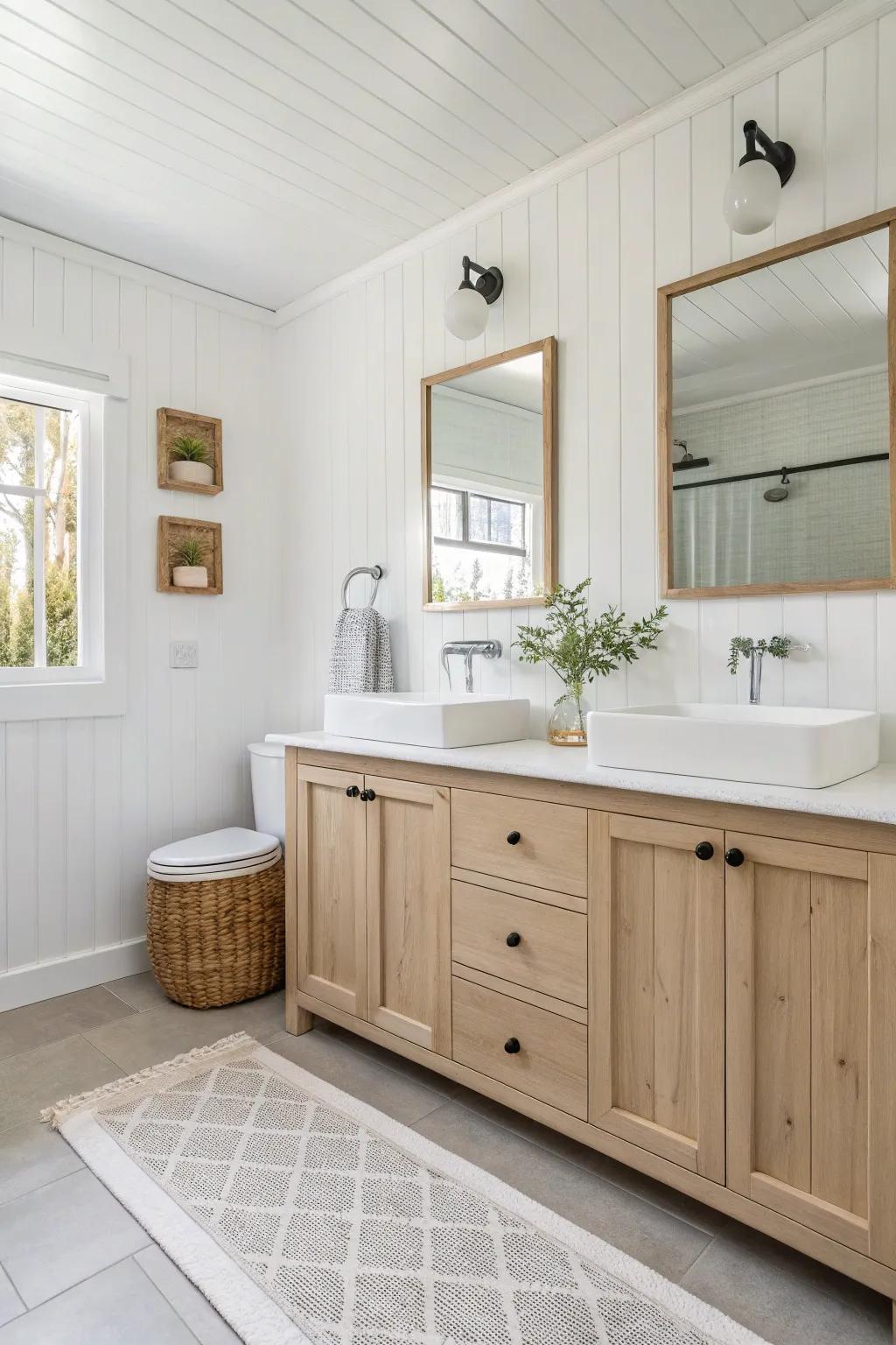 Ivory and pale tones allow a bathroom to appear expansive and airy.