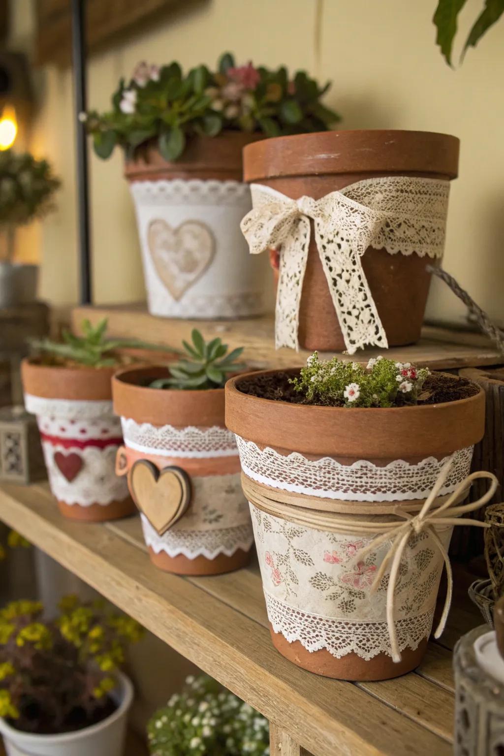 Achieve harmony in your decoration with a themed plant pot arrangement.