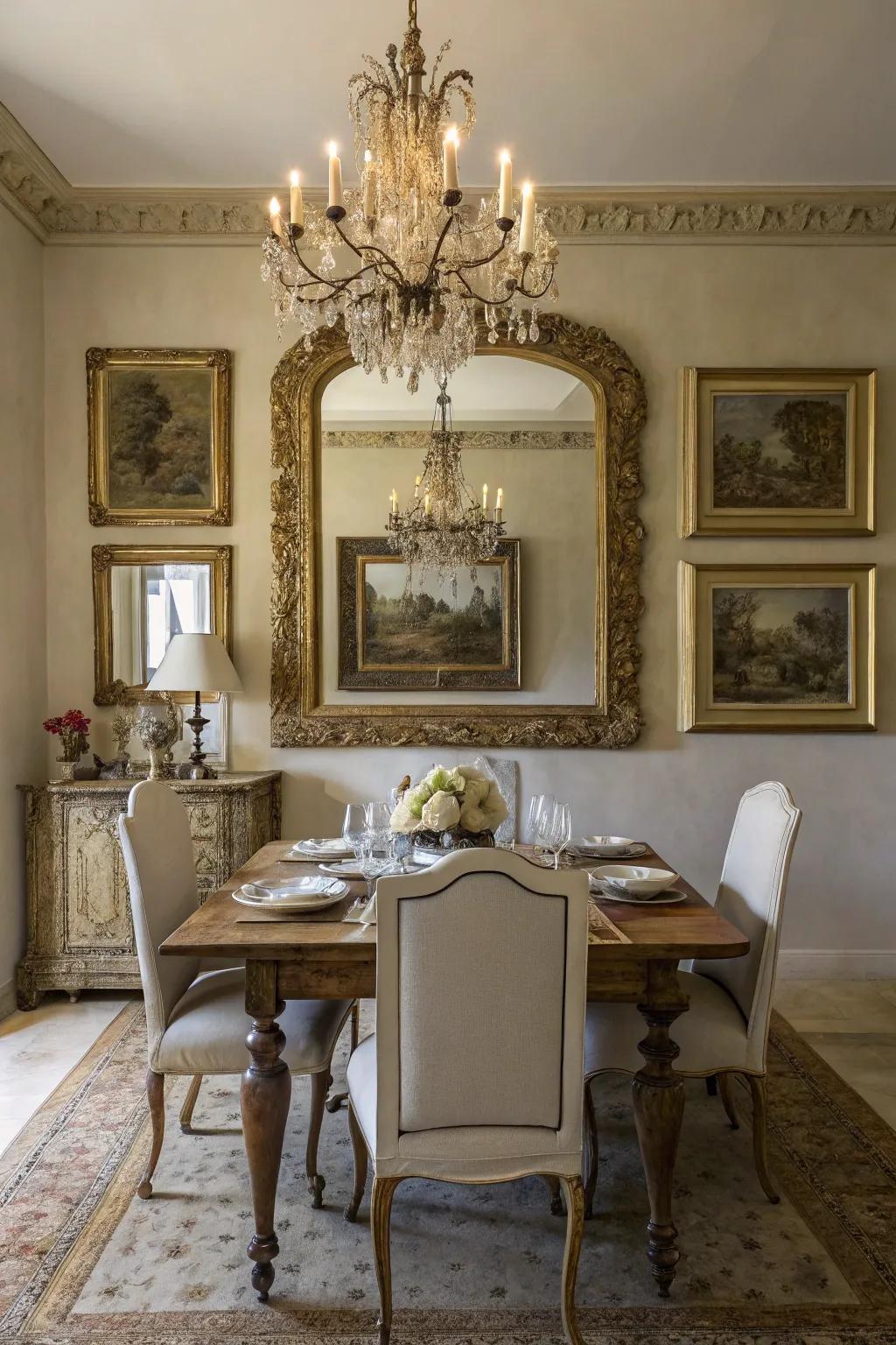 Reflectors and artistic works introduce dimension and sophistication to the area.