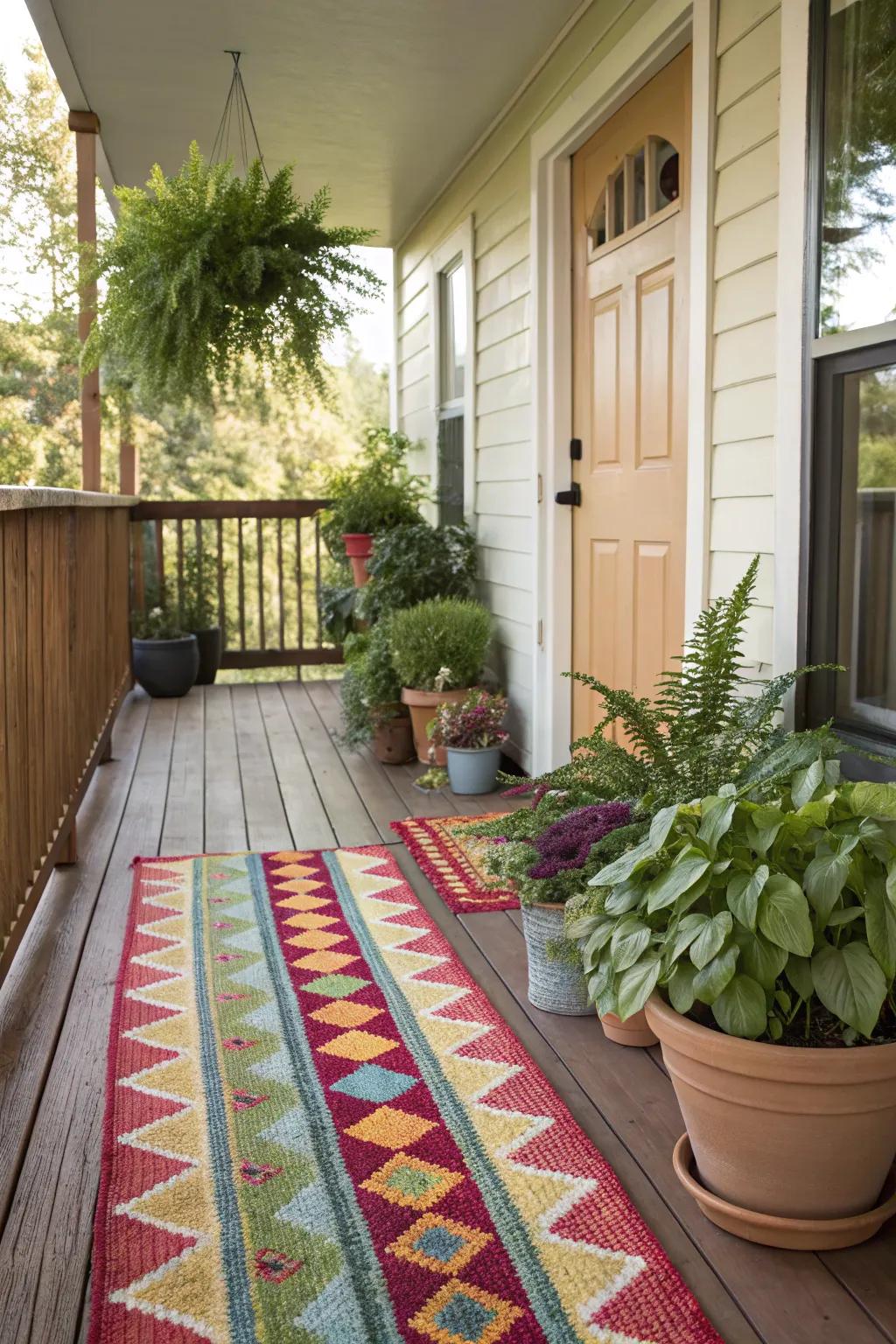 Establish a harmonious entryway by coordinating your rug with the surrounding decor.