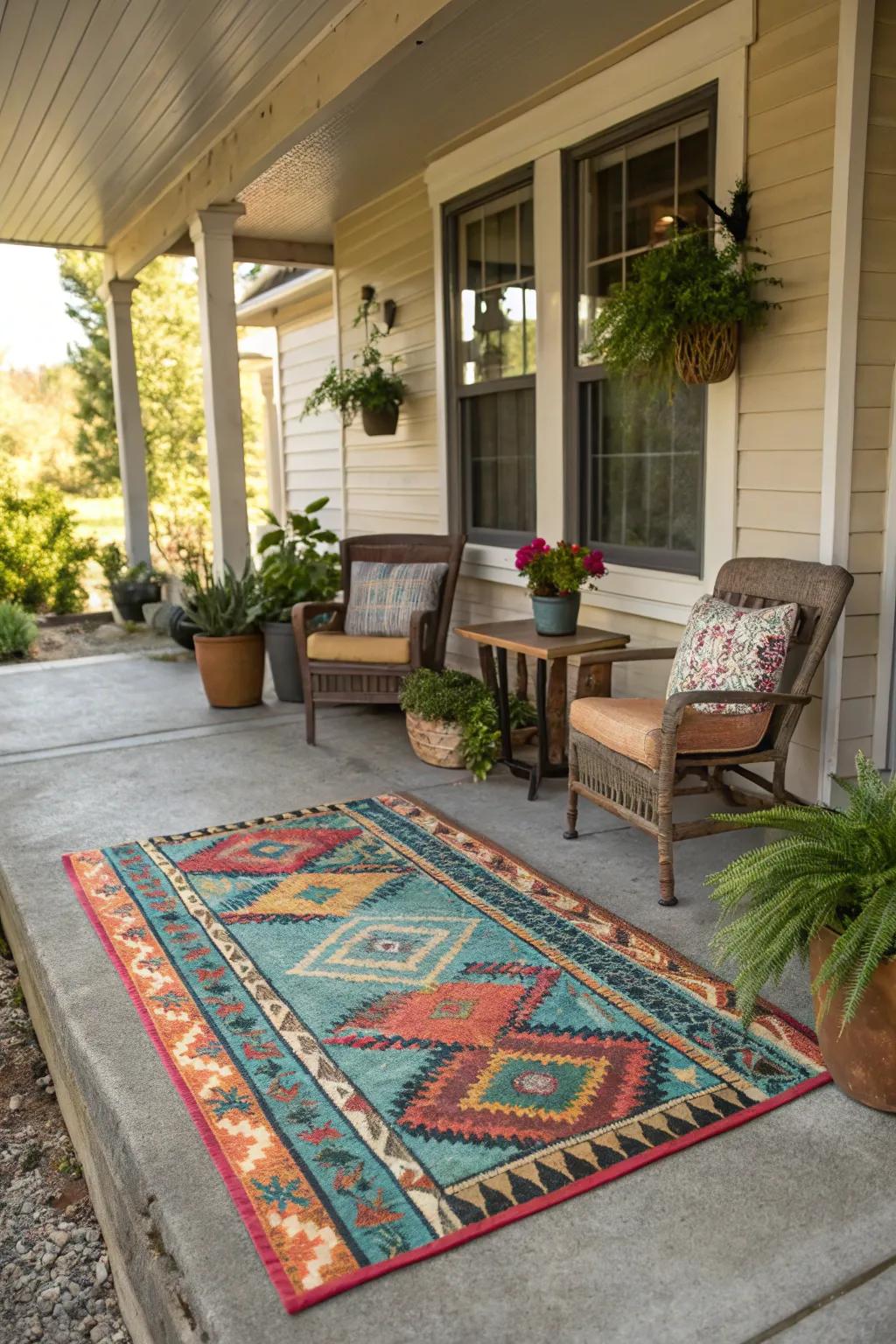 Outdoor carpets add comfort and style.