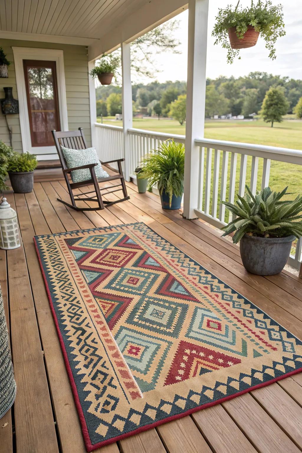 Outdoor rugs add style and separate the space.