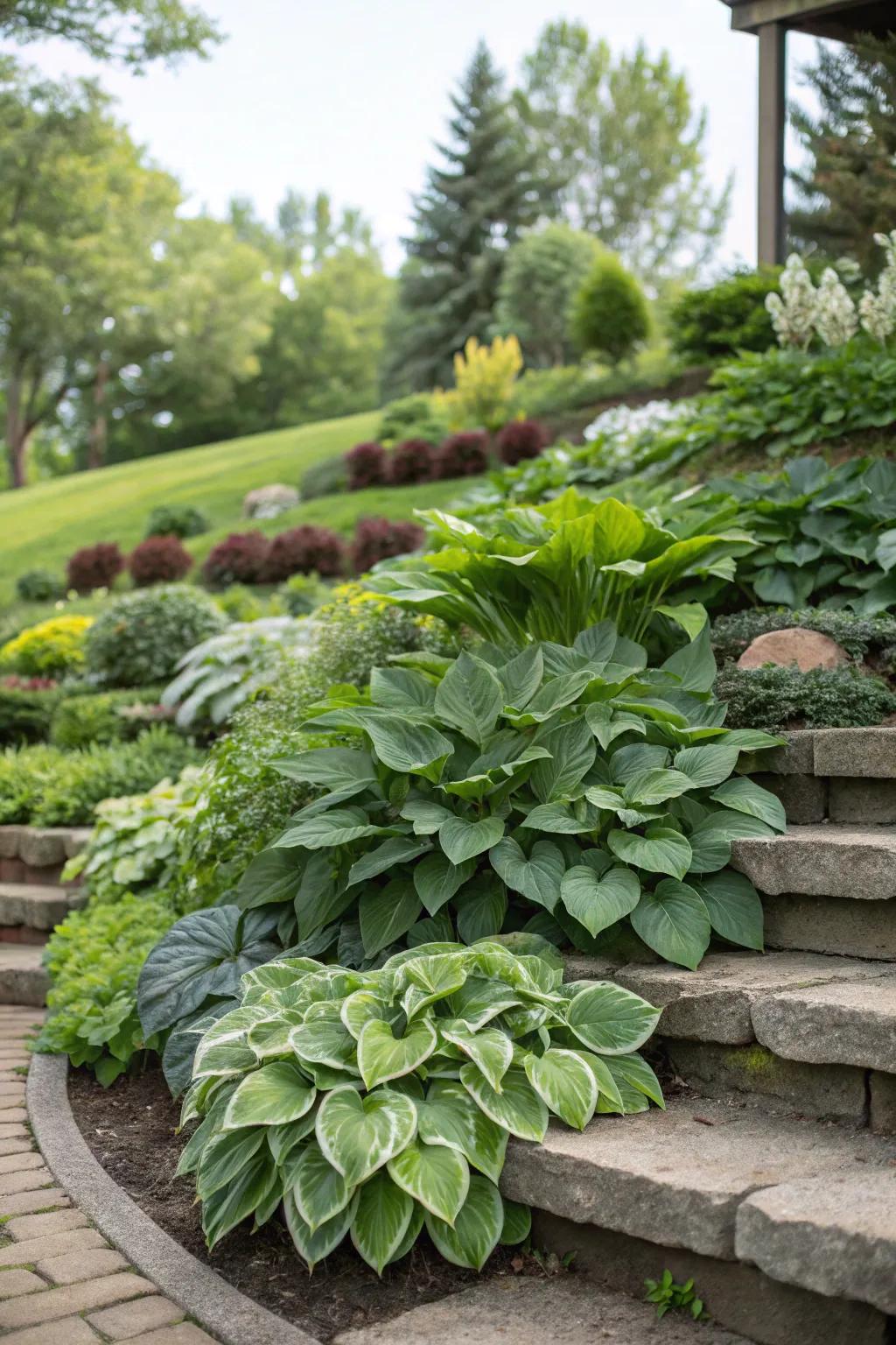Tiered planting alongside glimmerflowers builds dimension and appeal.