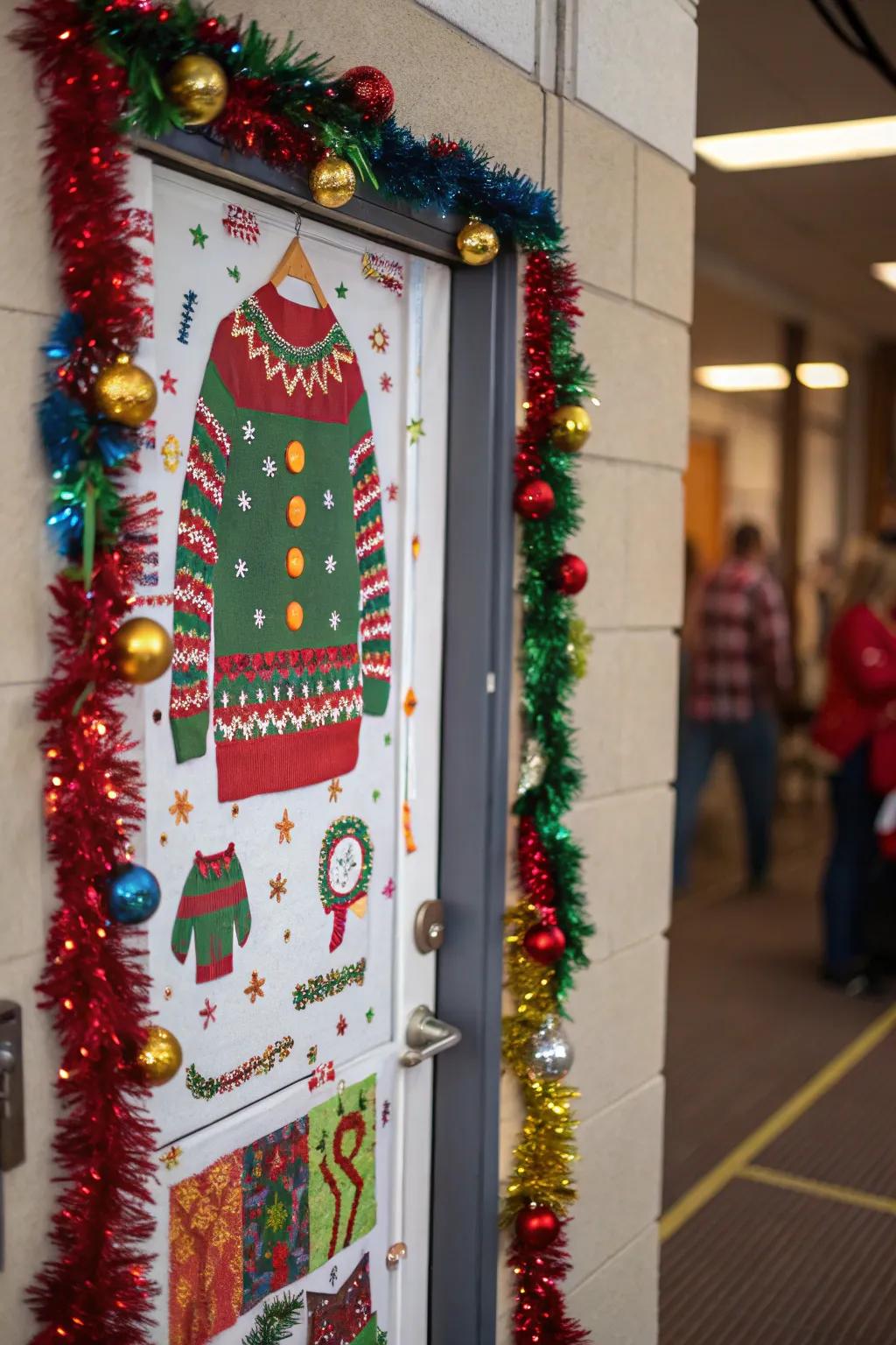 An awful pullover-themed portal injects humor and festive essence into your abode.