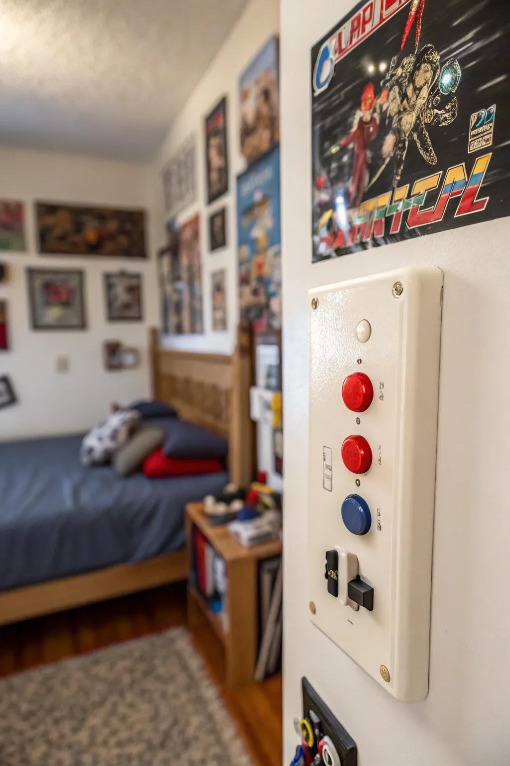 An arcade game-style panel that changes your switch into a playful feature.