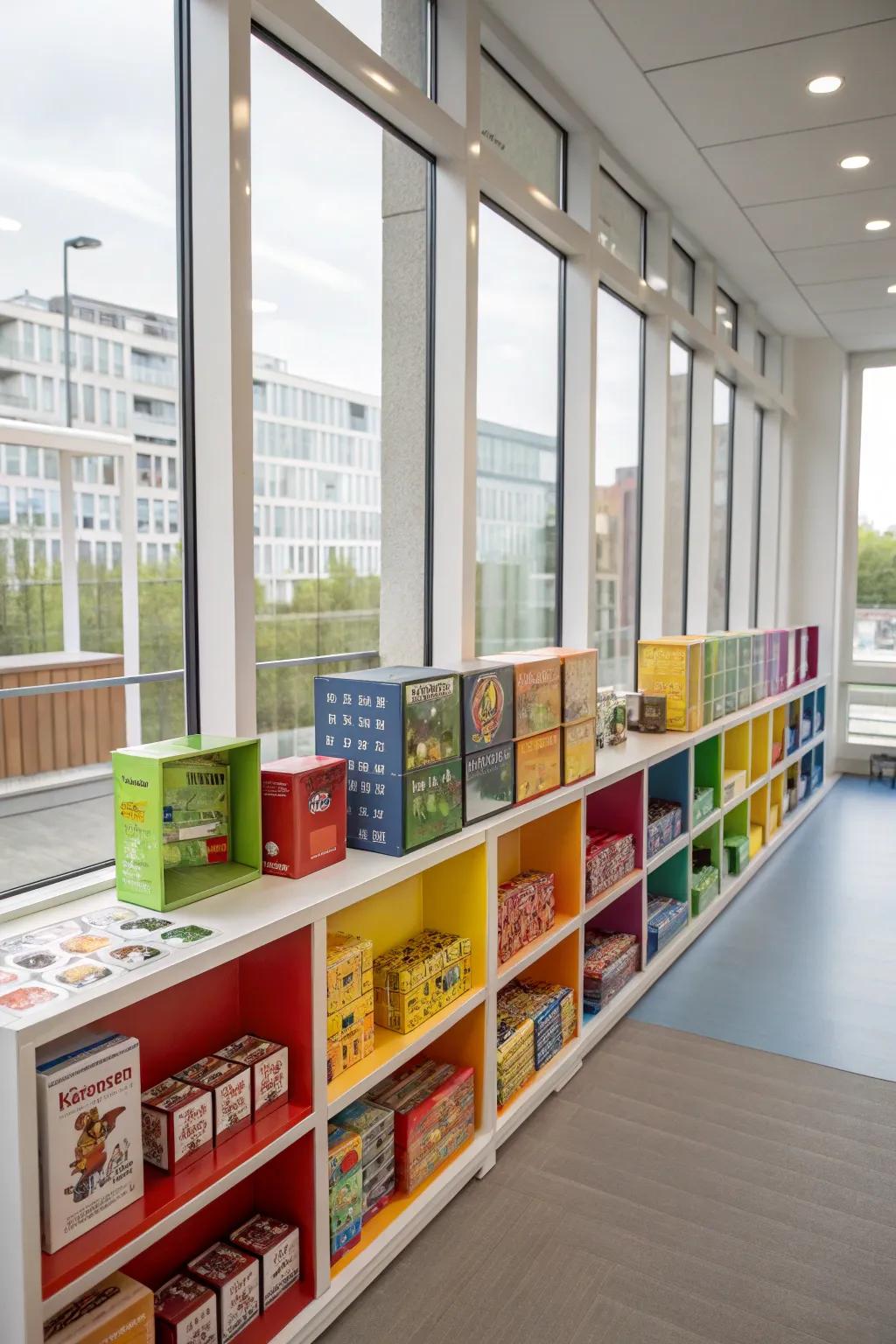 Arrange your games by color to spark a sensation of vivid brilliance.