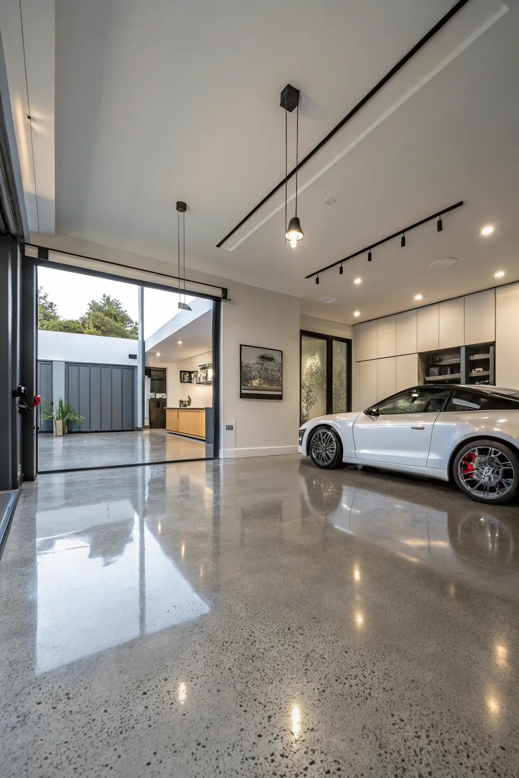 Upgrade to refined concrete for a sleek and durable garage floor.