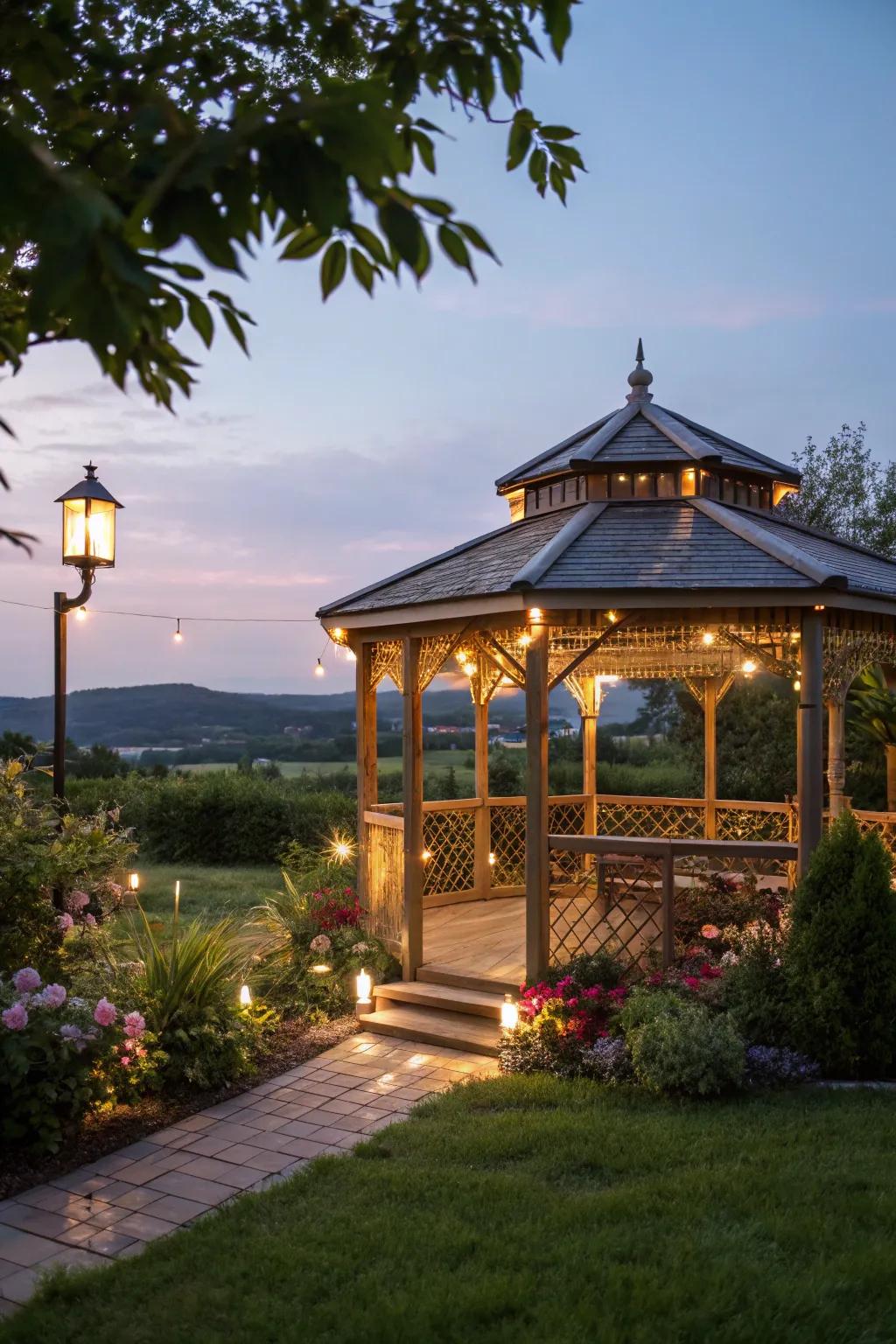 Sun-powered lights embody an eco-friendly means for lighting your gazebo.