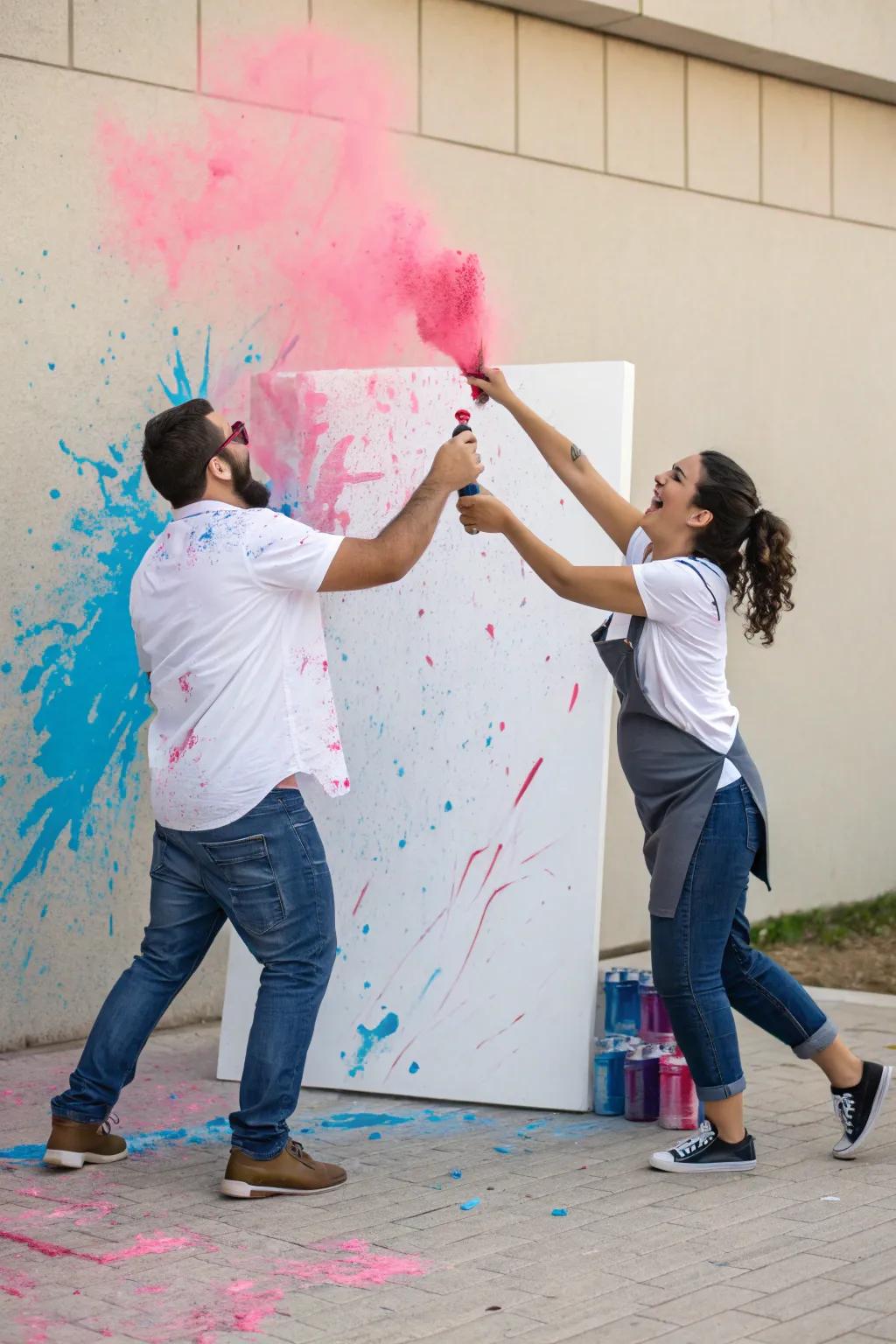 An artistic paint splash that doubles as a keepsake.