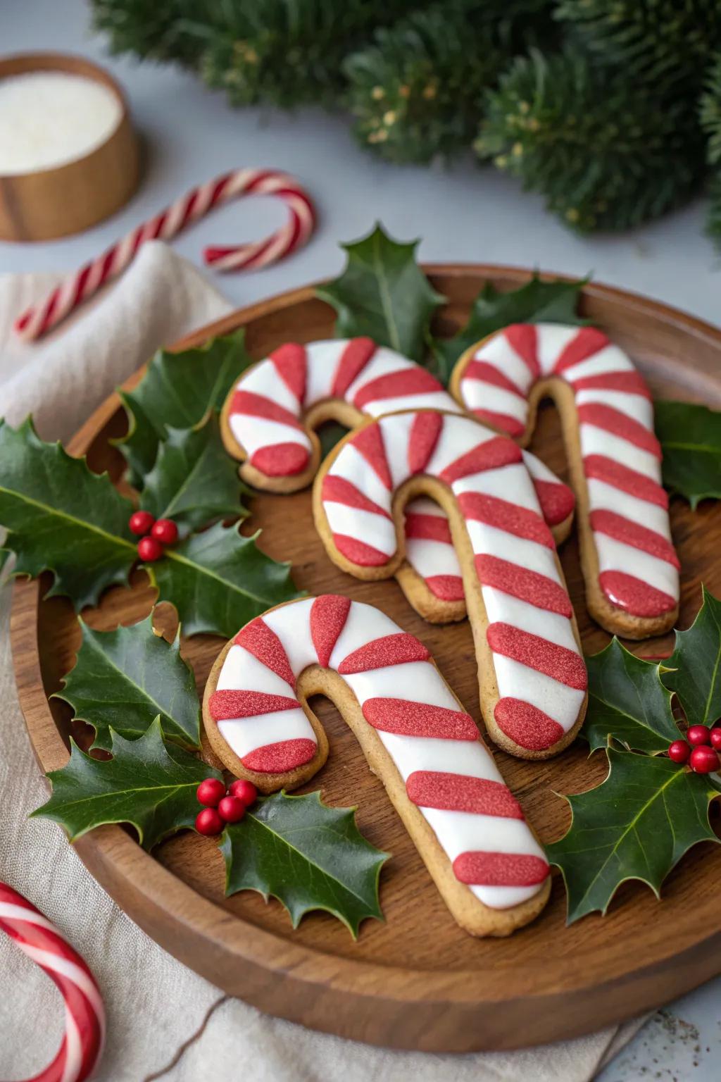Peppermint-themed confection rod biscuits.