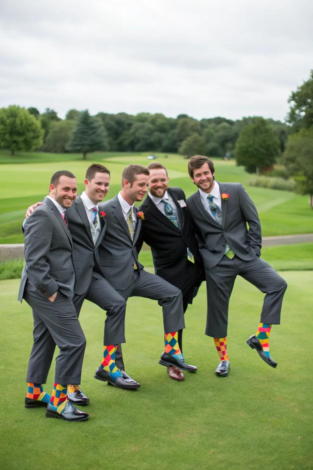 Ushers display playful argyll hose, a salute to classic golf style.