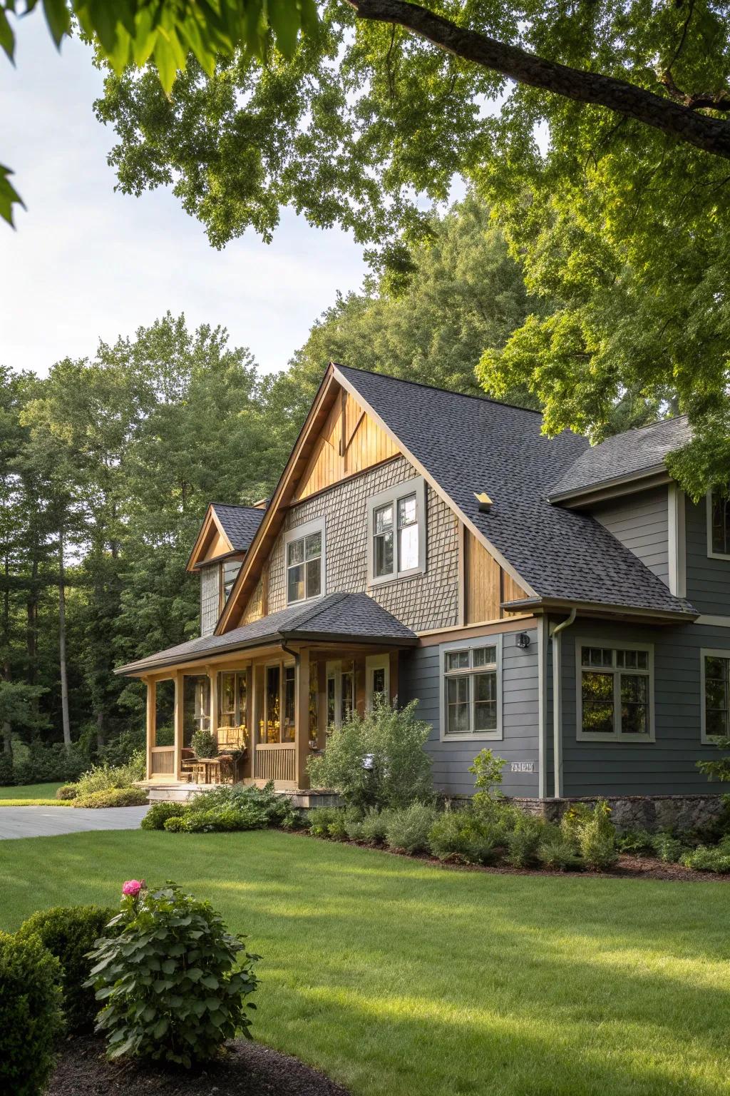 Cozy and inherent blend of silver and timber.
