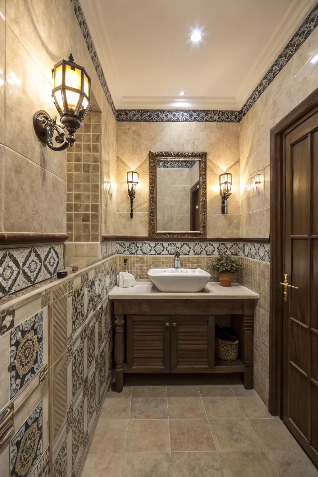 Tile trim provides a seamless and elegant transition.