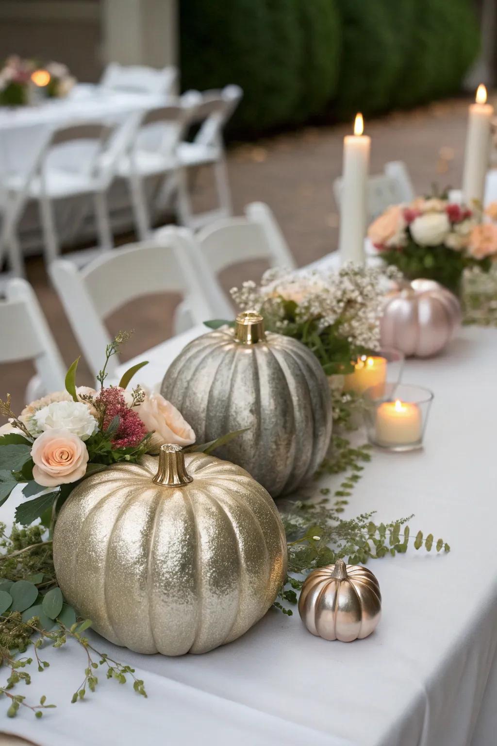 Pumpkins deliver a hint of autumn charm to your wedding ornaments.