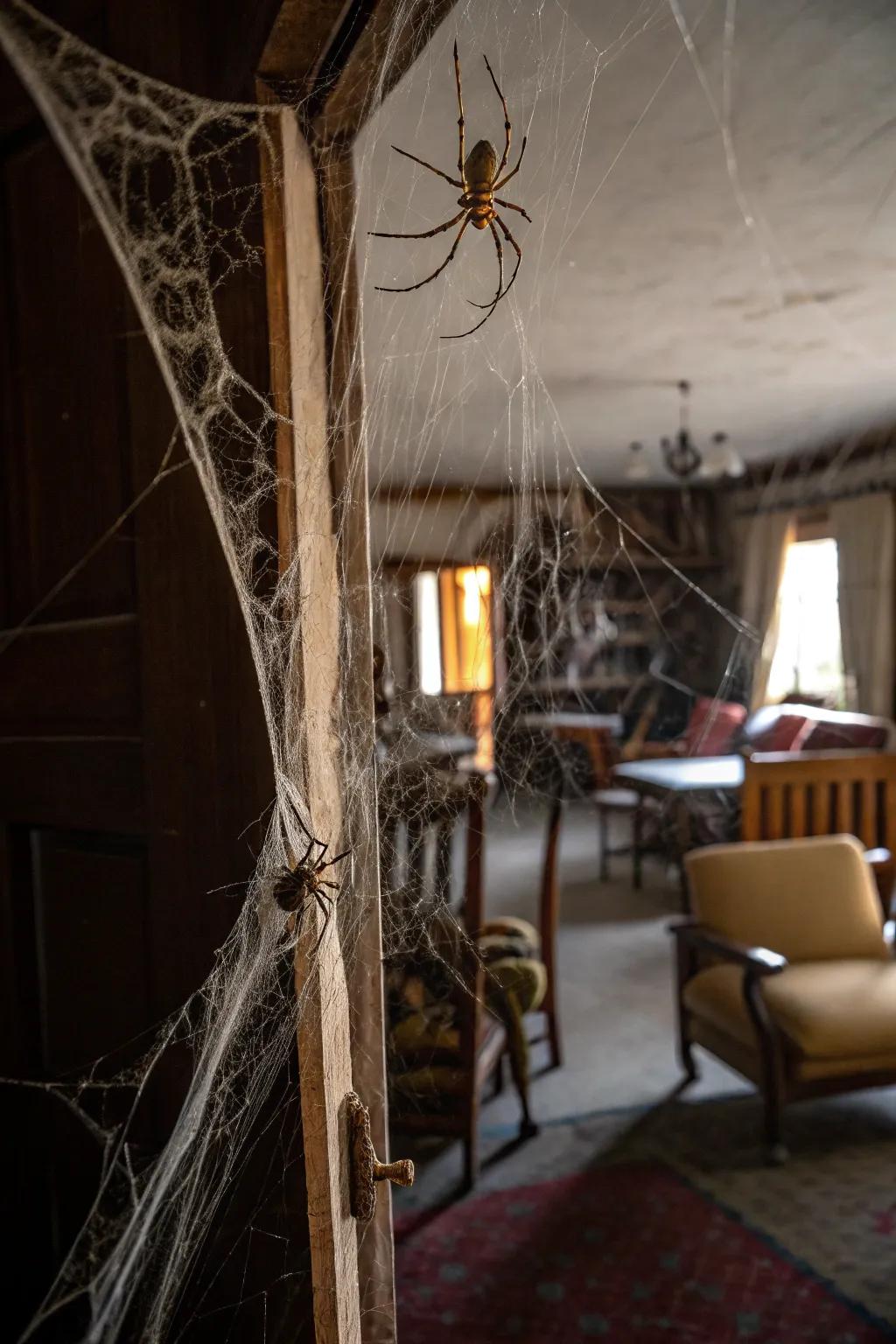 Strands and spiders generate a traditional haunted house aesthetic.
