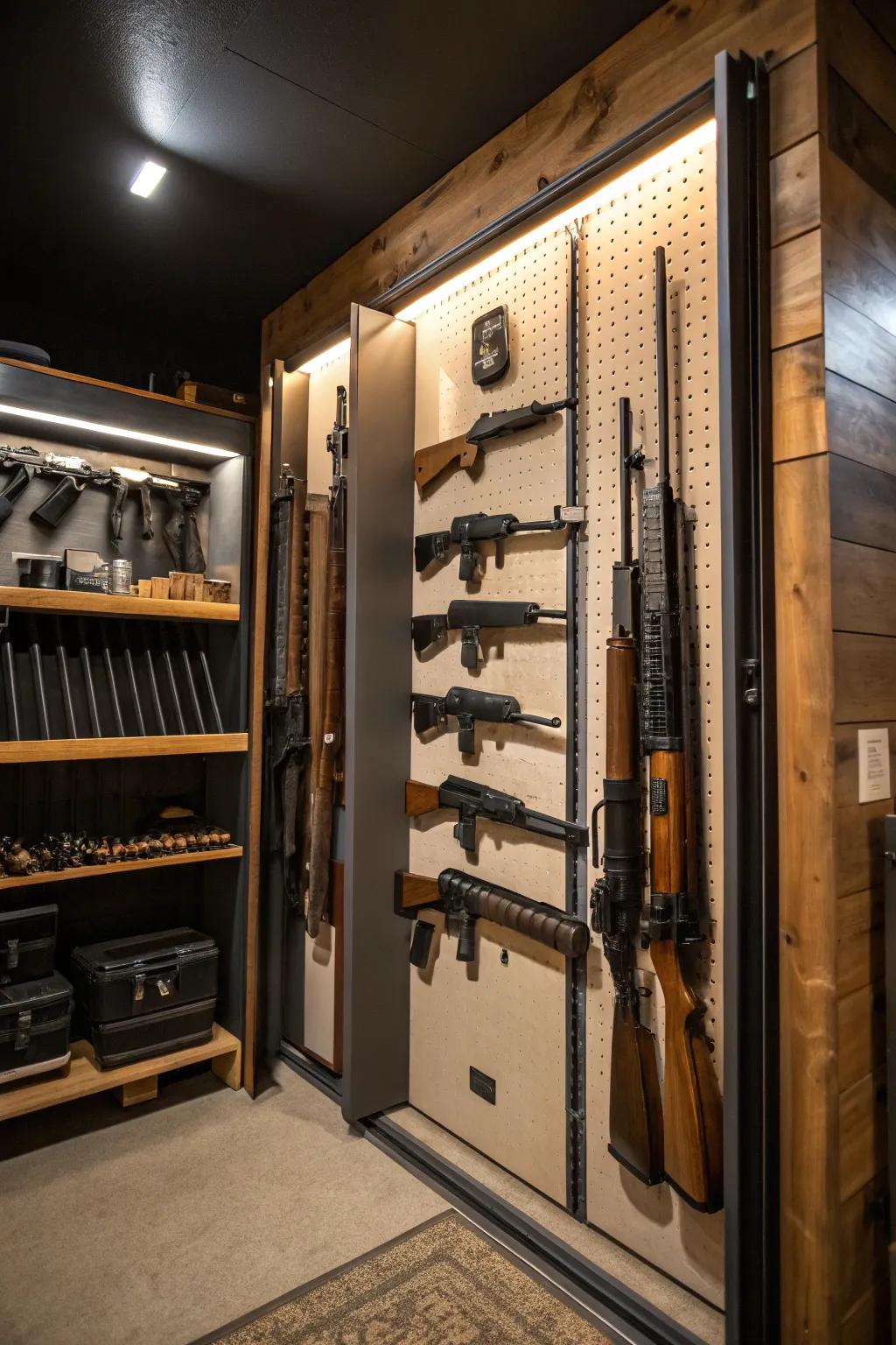 Open displays offer quick reach to your firearms collection.