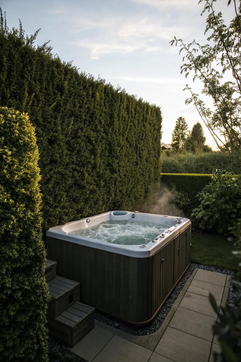 Hedges offer an organic and sound-dampening privacy measure.