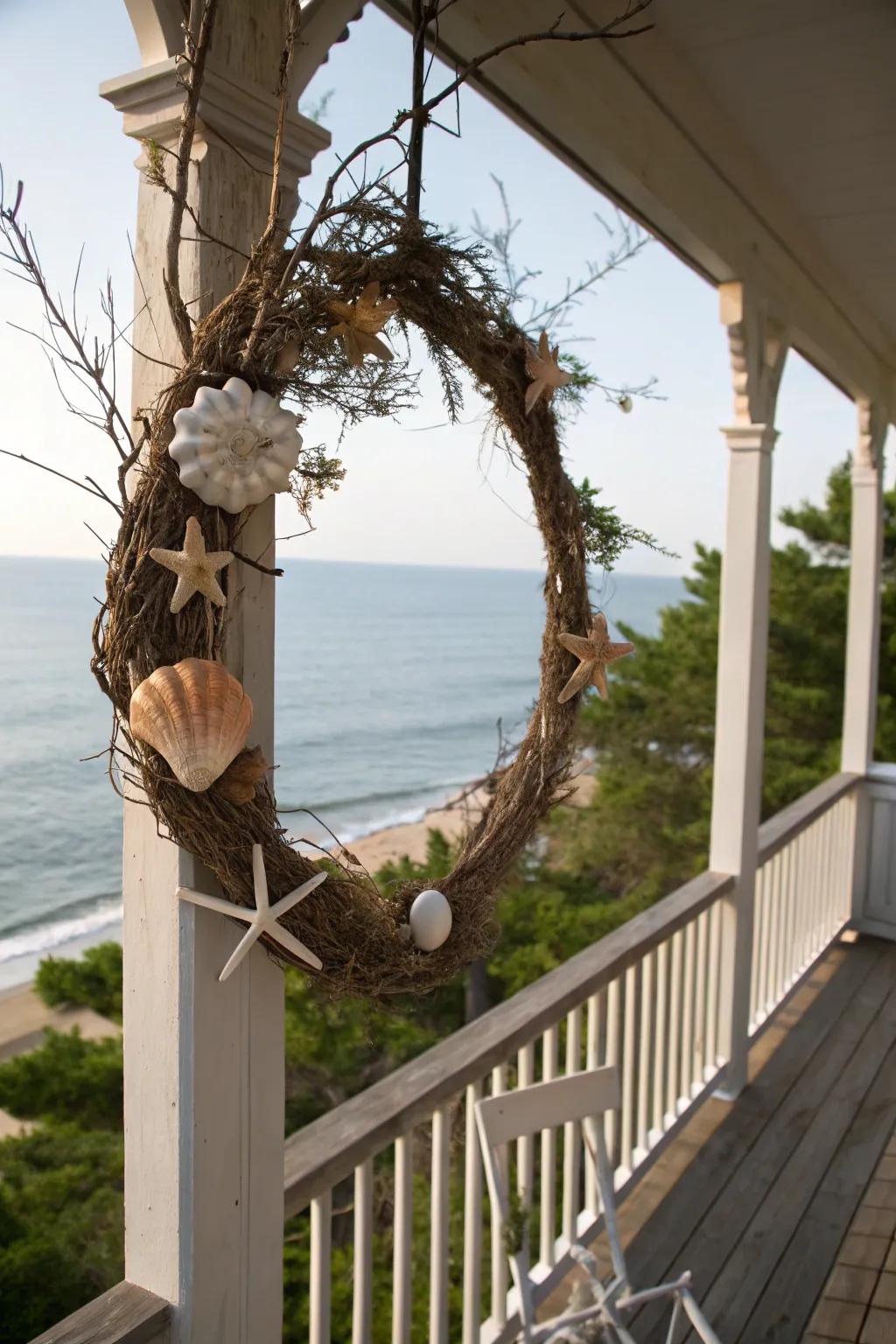 A shoreline wreath capturing the essence of a coastal summer.