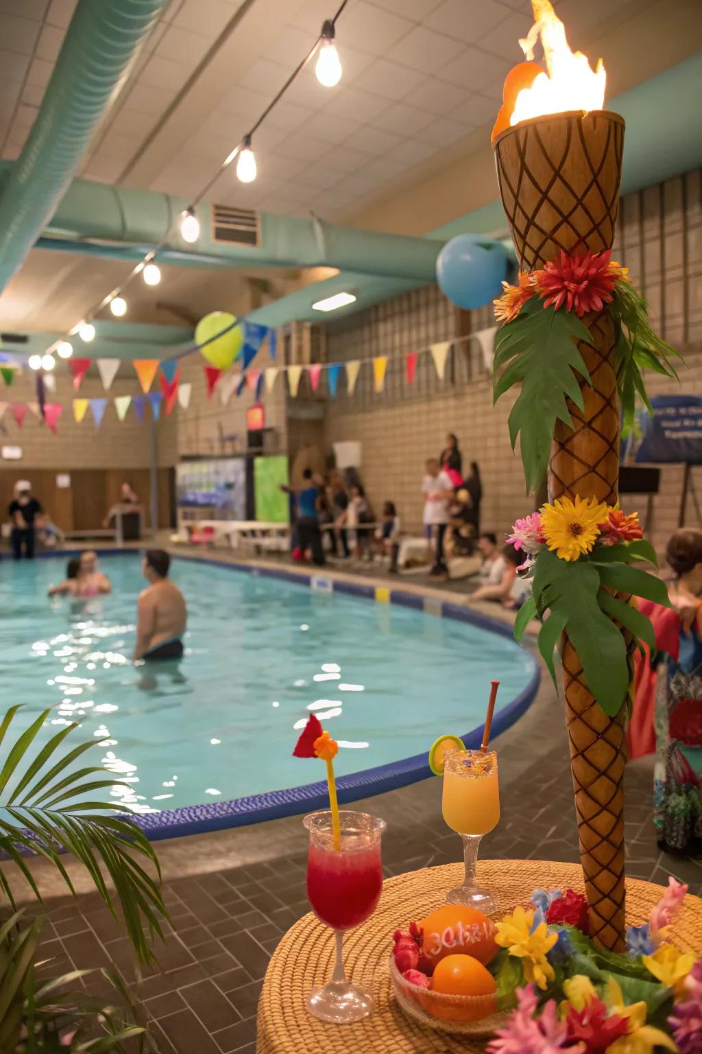 Convey a Hawaiian spirit indoors using bright, luau-inspired party themes.