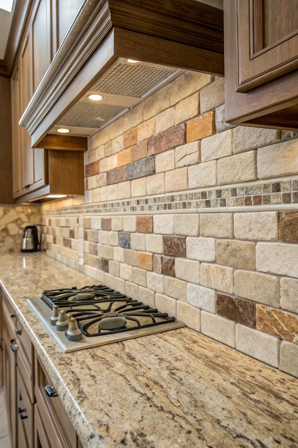 Your kitchen gains an organic elegance from natural rocks.