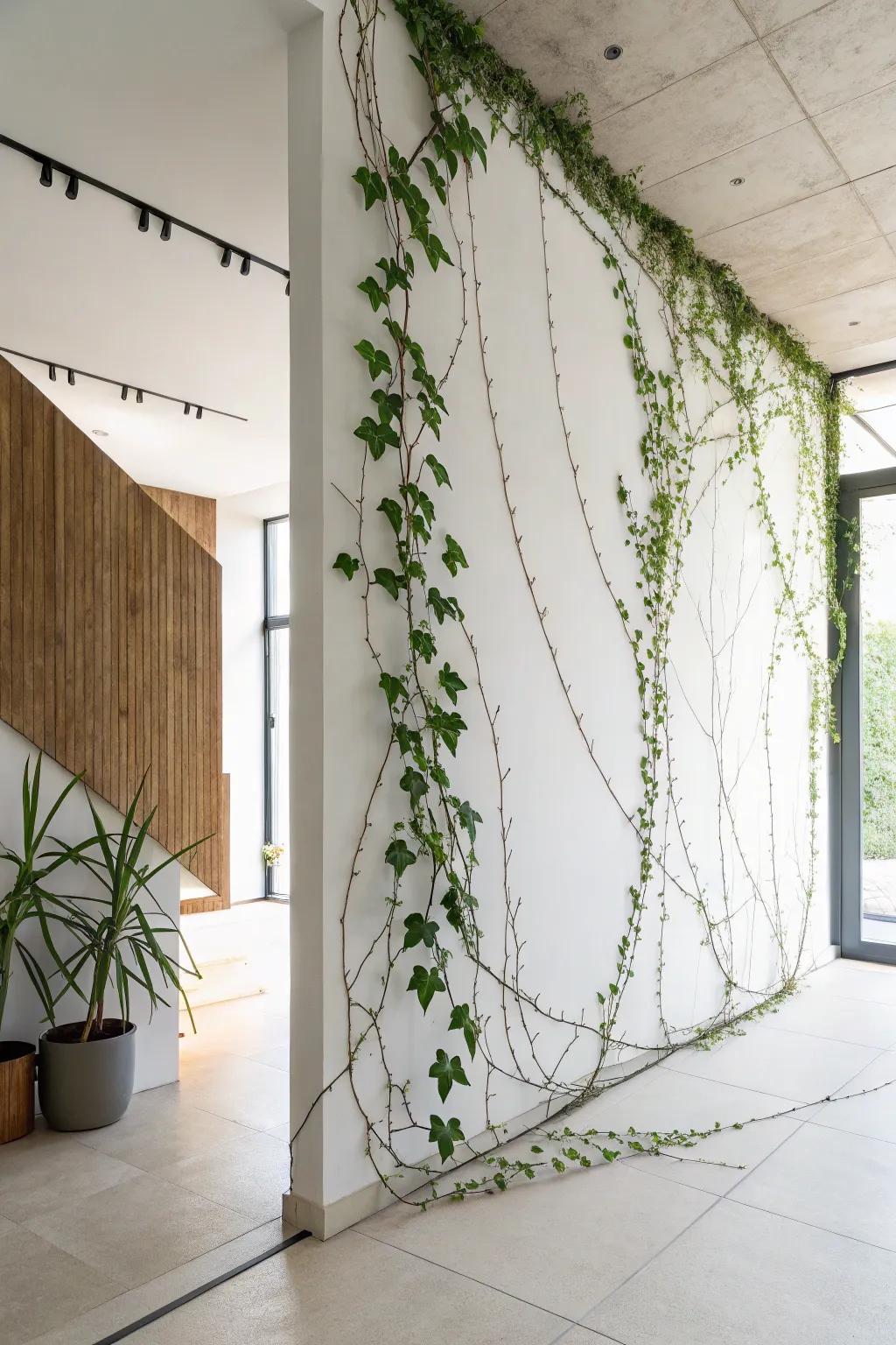 An understated ivy wall providing a chic and subtle design.