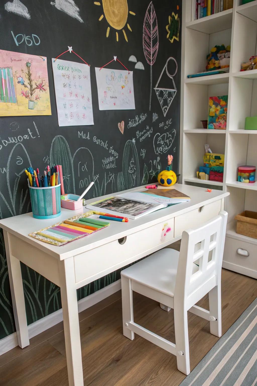 Chalkboard walls are perfect for budding Picassos.