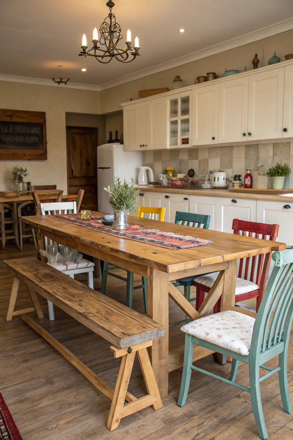 Combine different arrangements for a unique kitchen atmosphere.