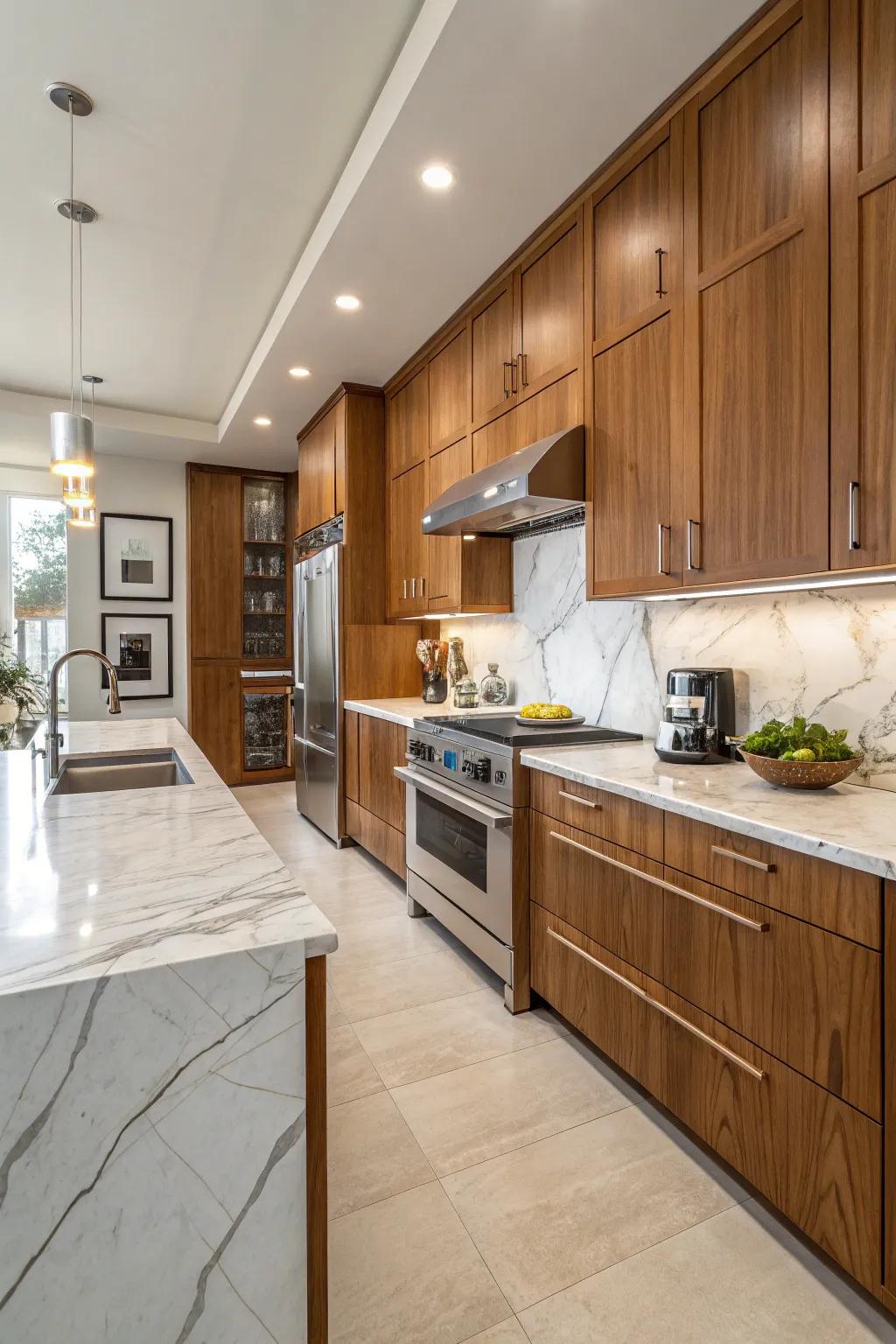 A cohesive mix of components enriching the kitchen’s design.
