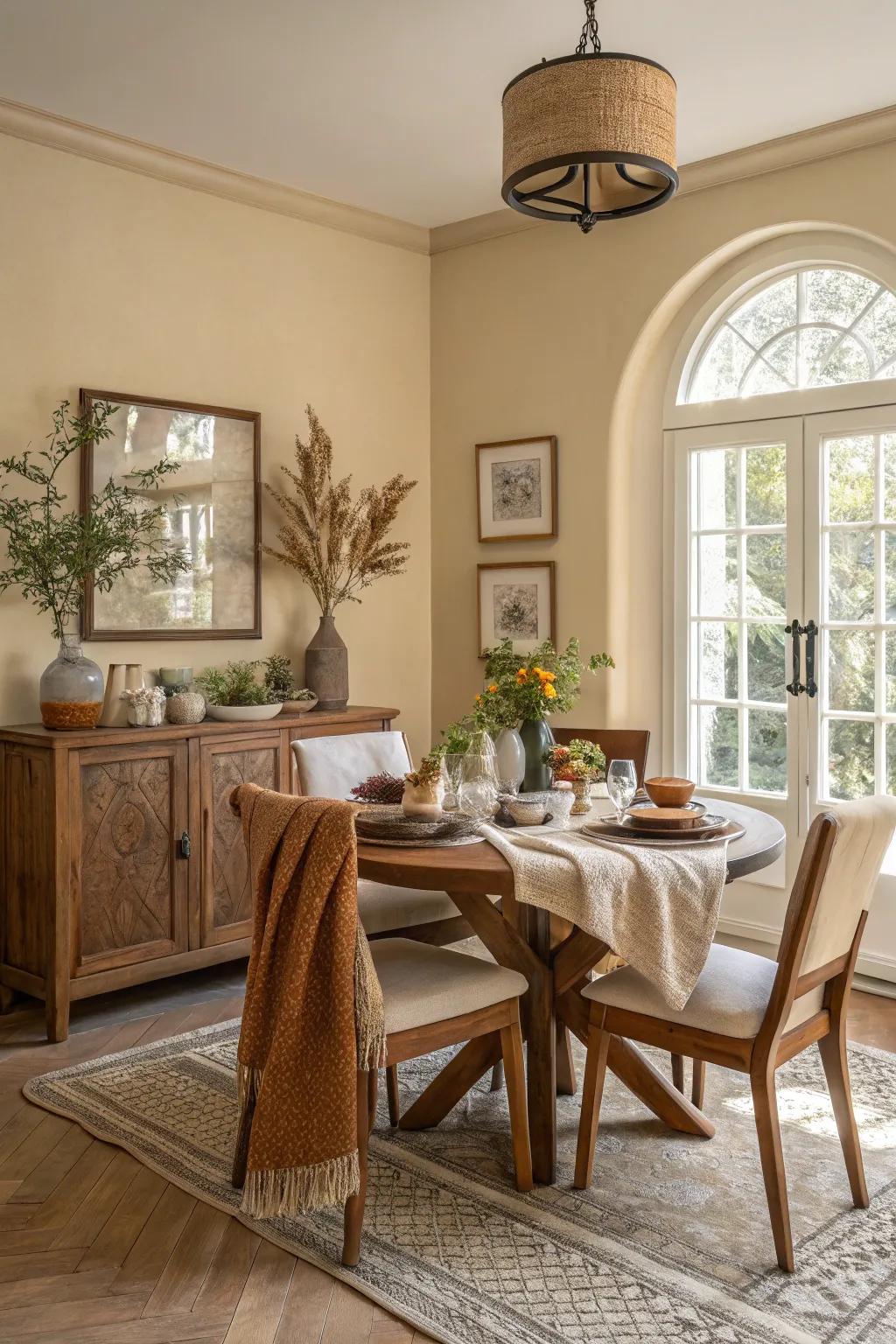 Natural hues mirror the calmness of a lakeside setting.