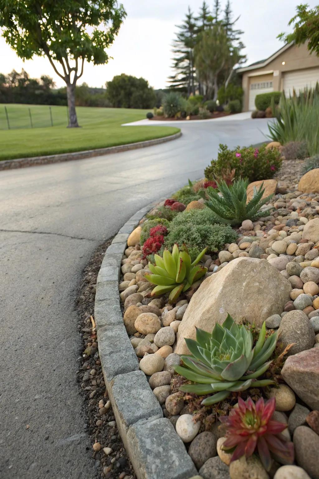 Stone features imbue texture and charm into your driveway.