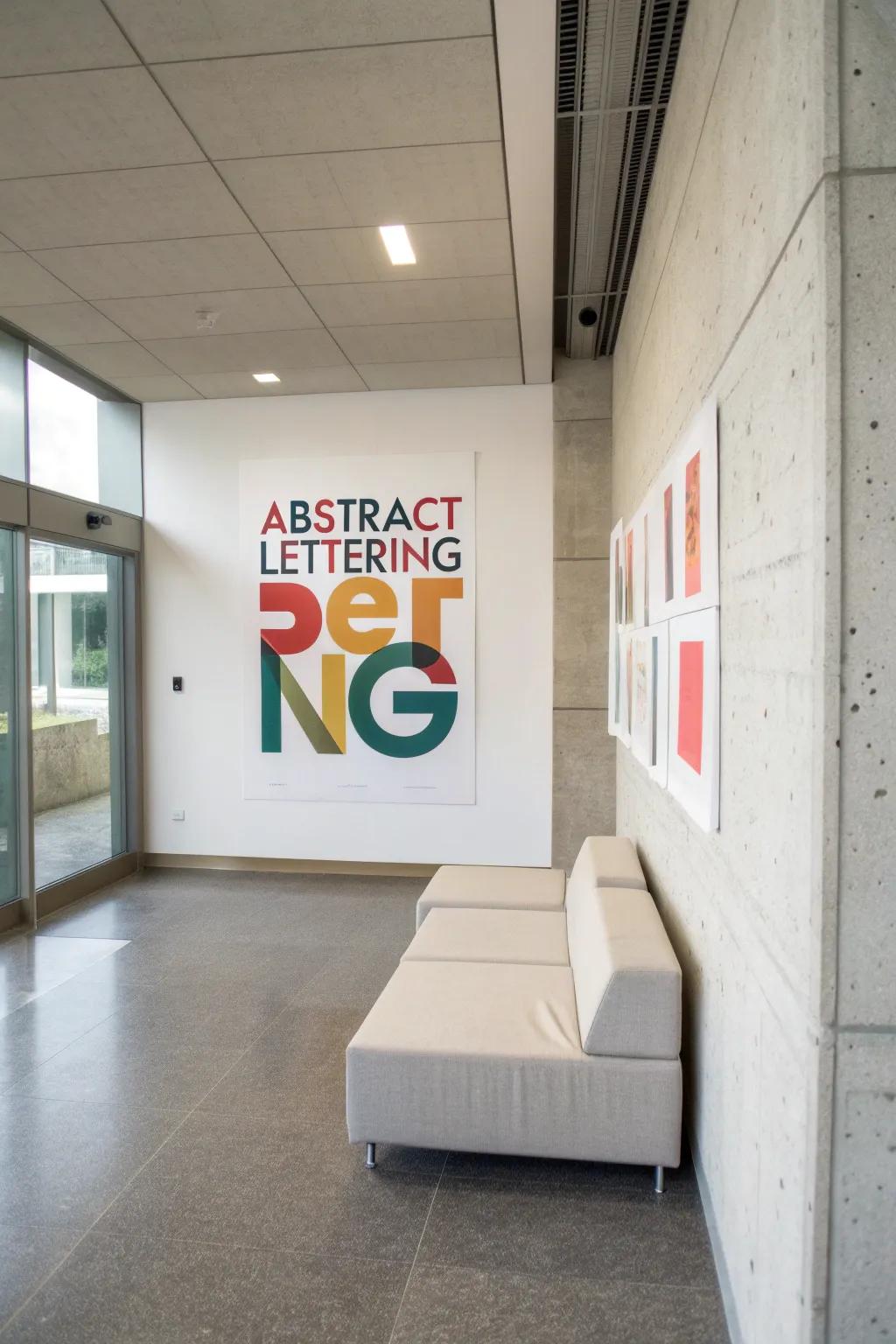 Abstract lettering brings vitality to any area.