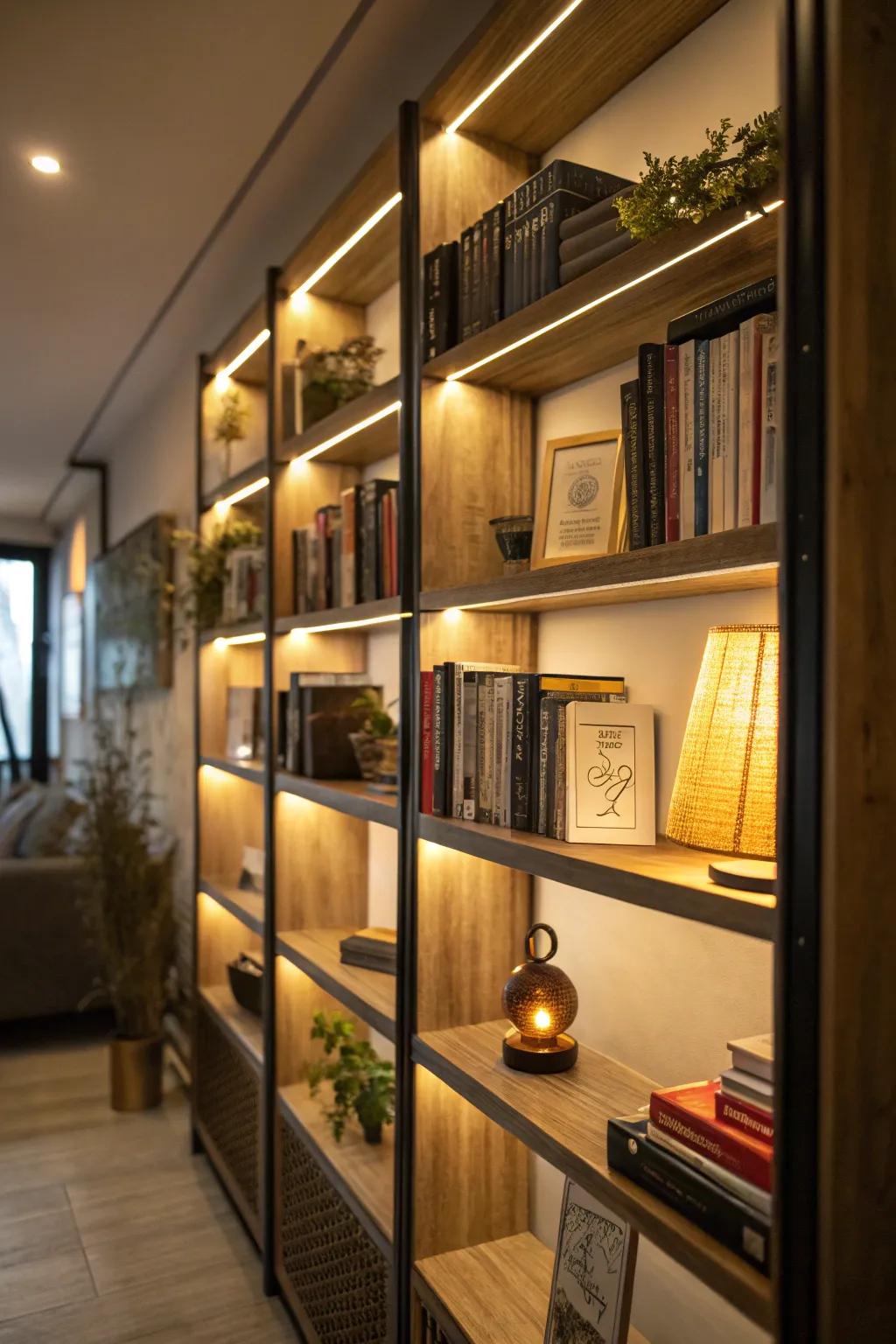 Illumination has the ability to greatly improve the elegance of your bookshelves.