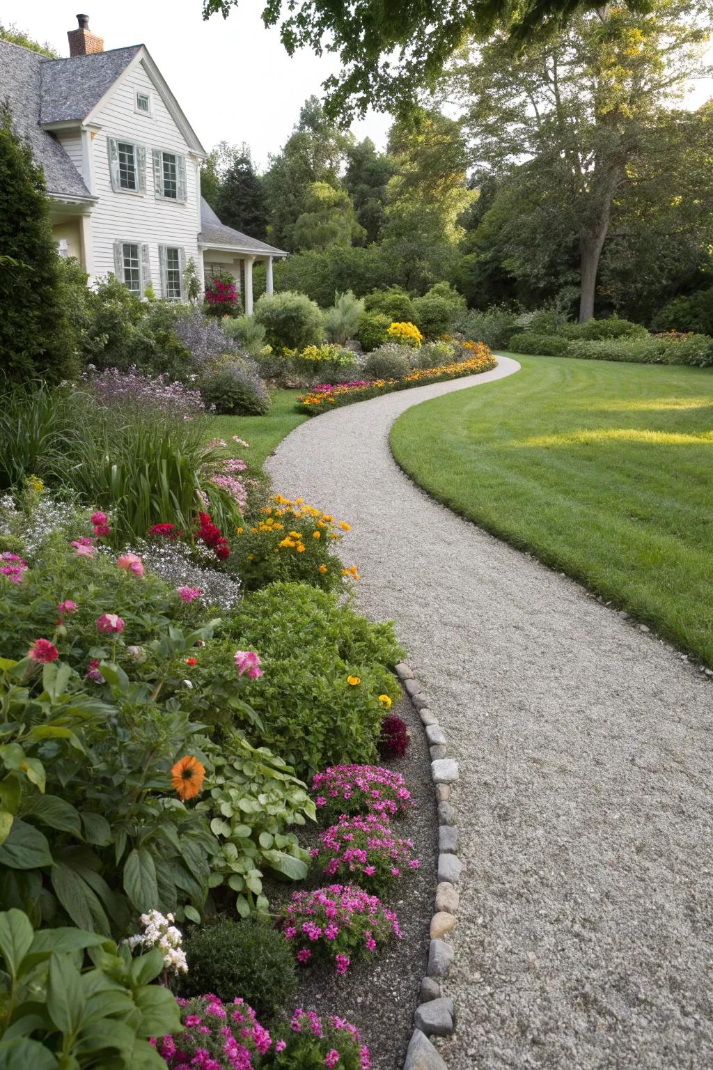 Pebble paths add use and charm to your garden layout.