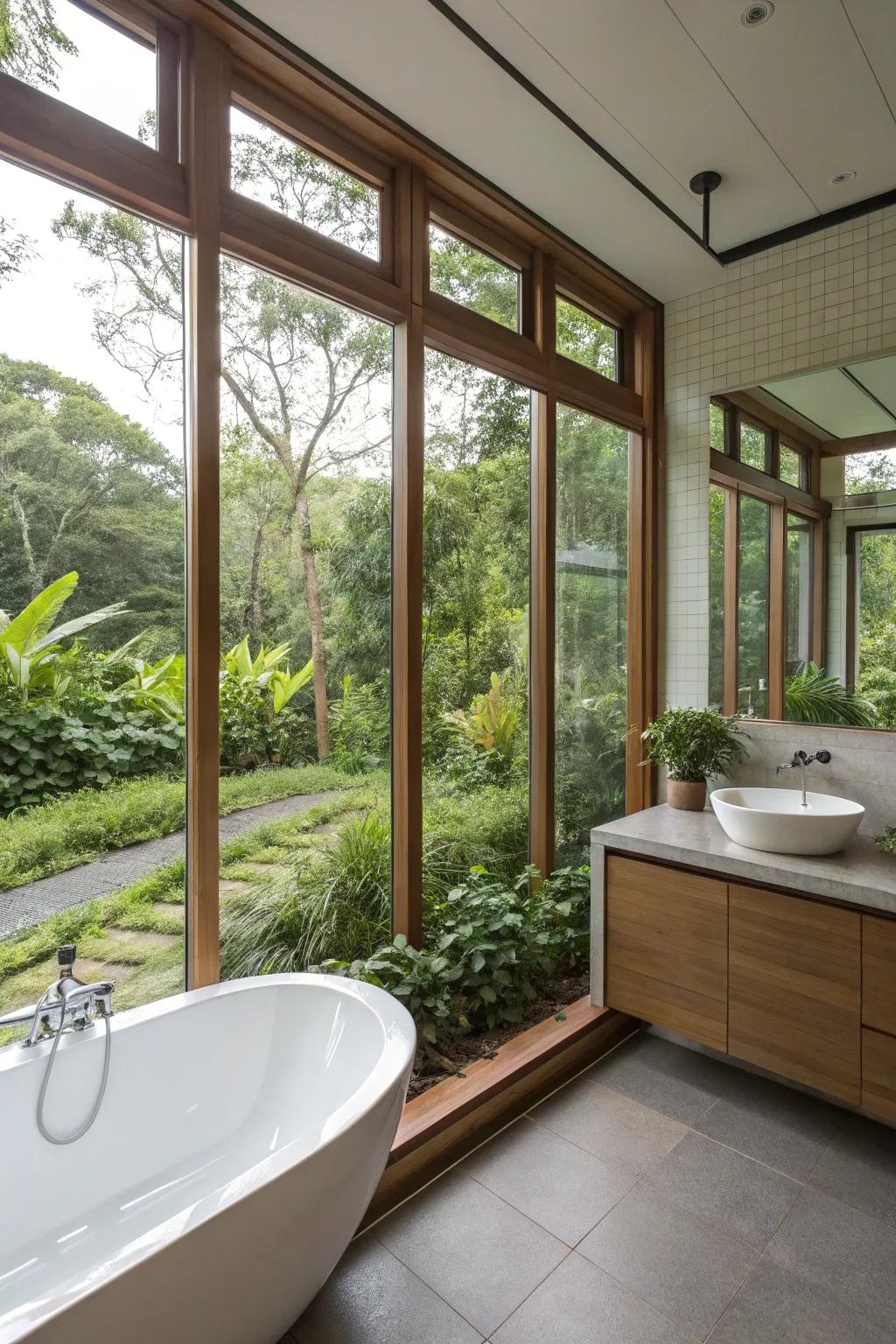 Wide windows give natural light and gorgeous scenery.