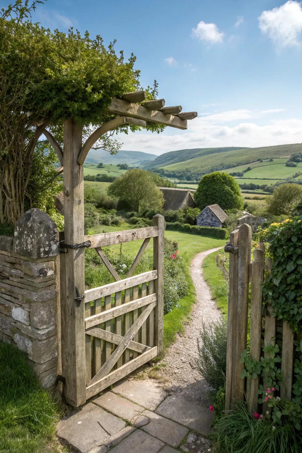 Comfortable and country-style wooden access layout