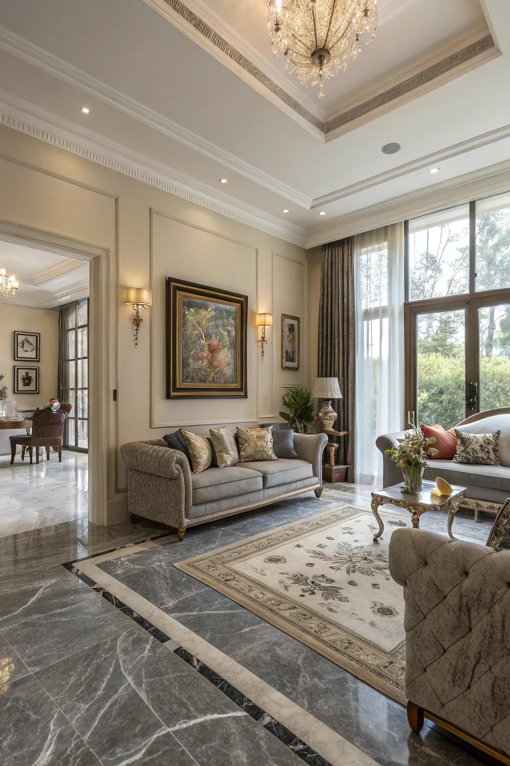 Slate stone flooring provides ageless sophistication.