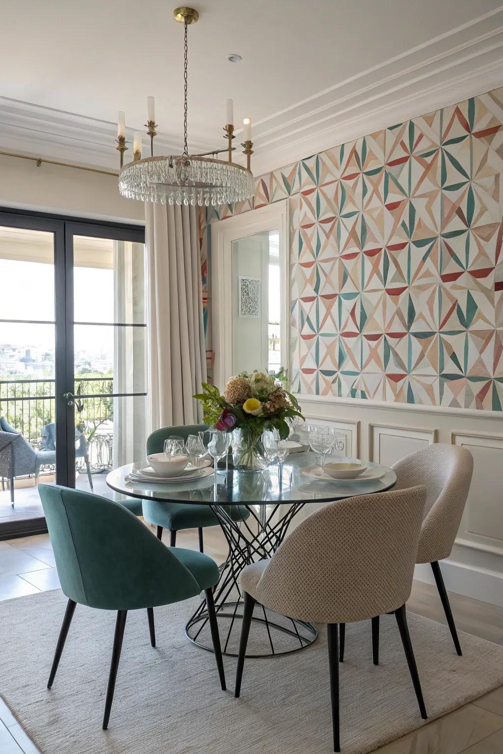 Geometric patterns add a modern edge.