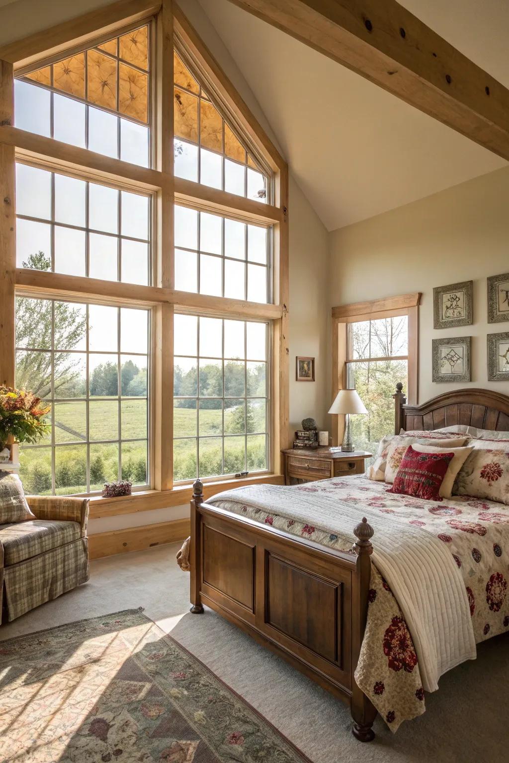 Bright and breezy country-style bedroom bathed in natural light