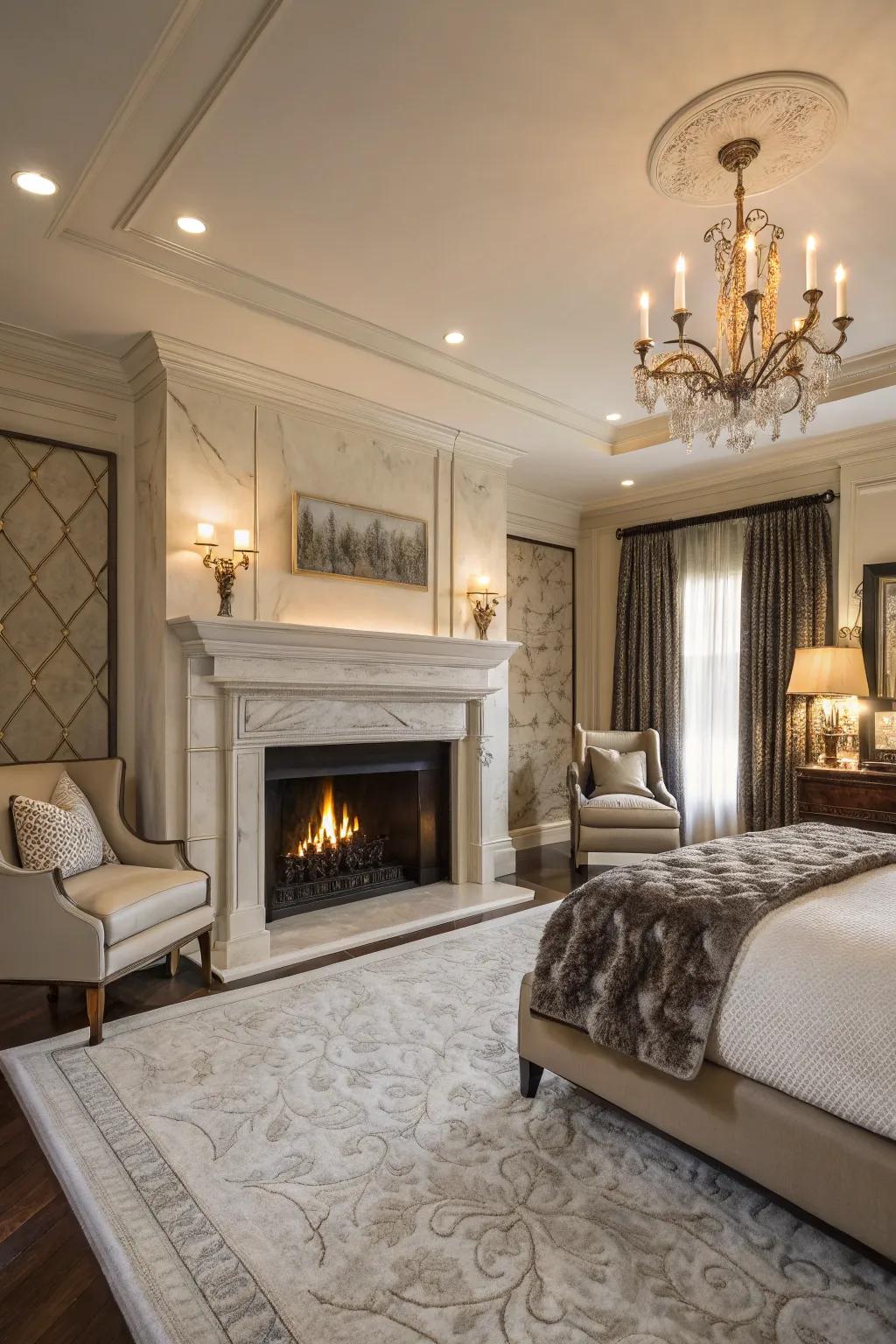 Marble frames append a lavish feel to your main bedroom.