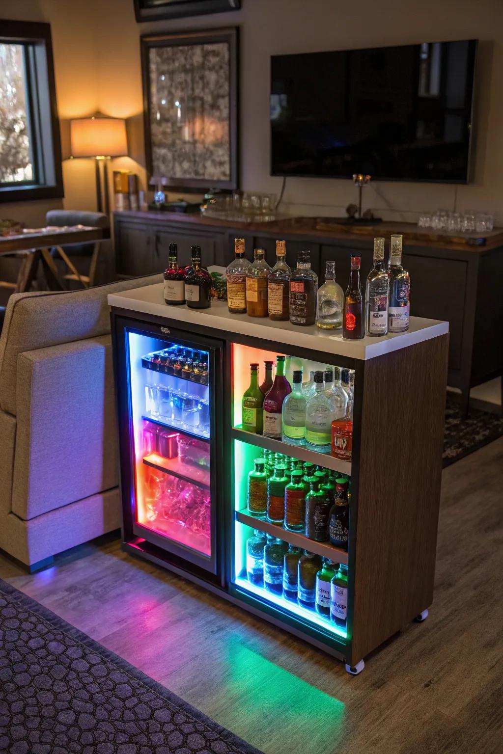 Multi-colored Light Emitting Diode highlights provide a lively vibe.