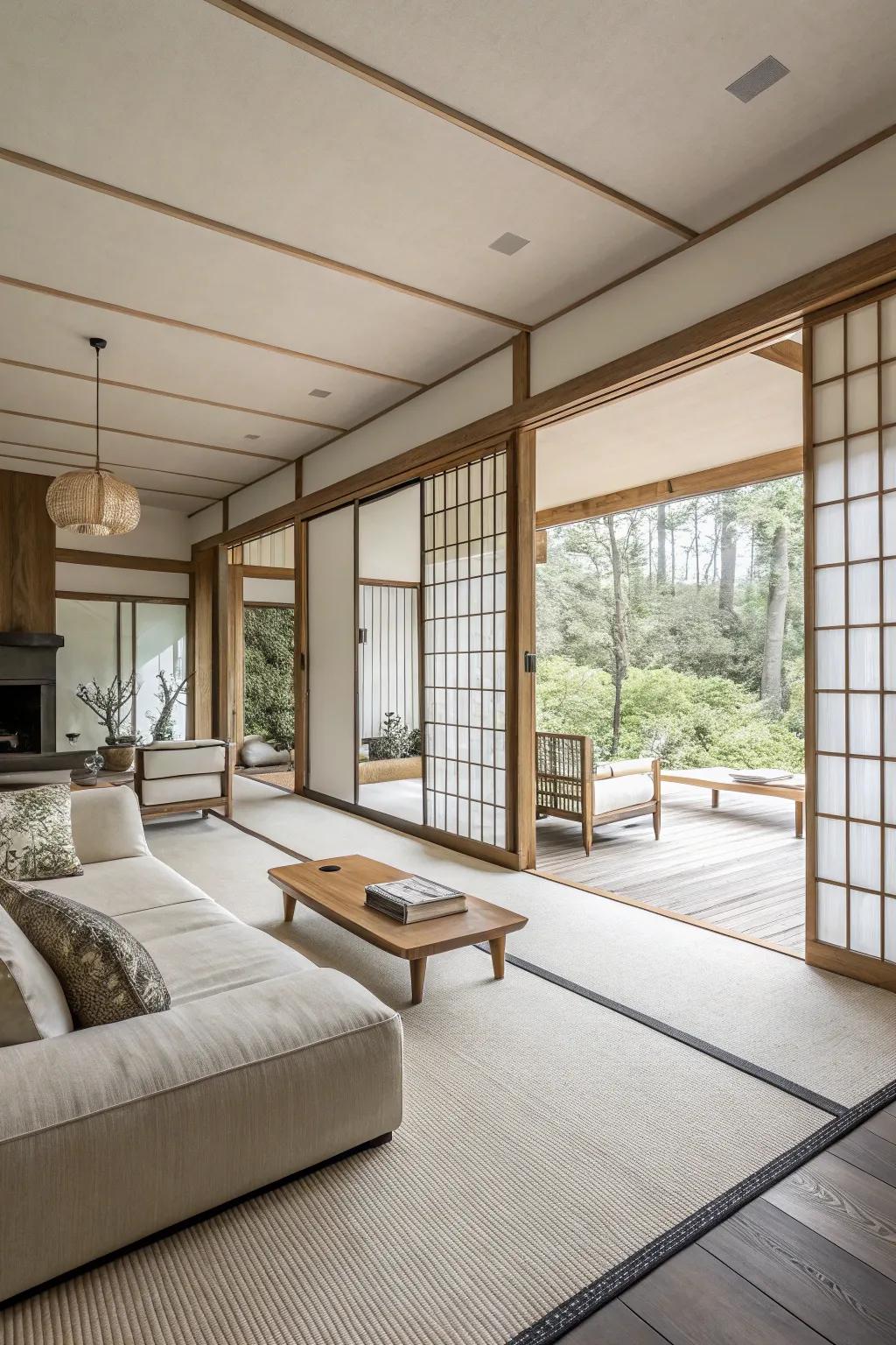 Openness in a minimalist living room enhances the feeling of freedom and movement.