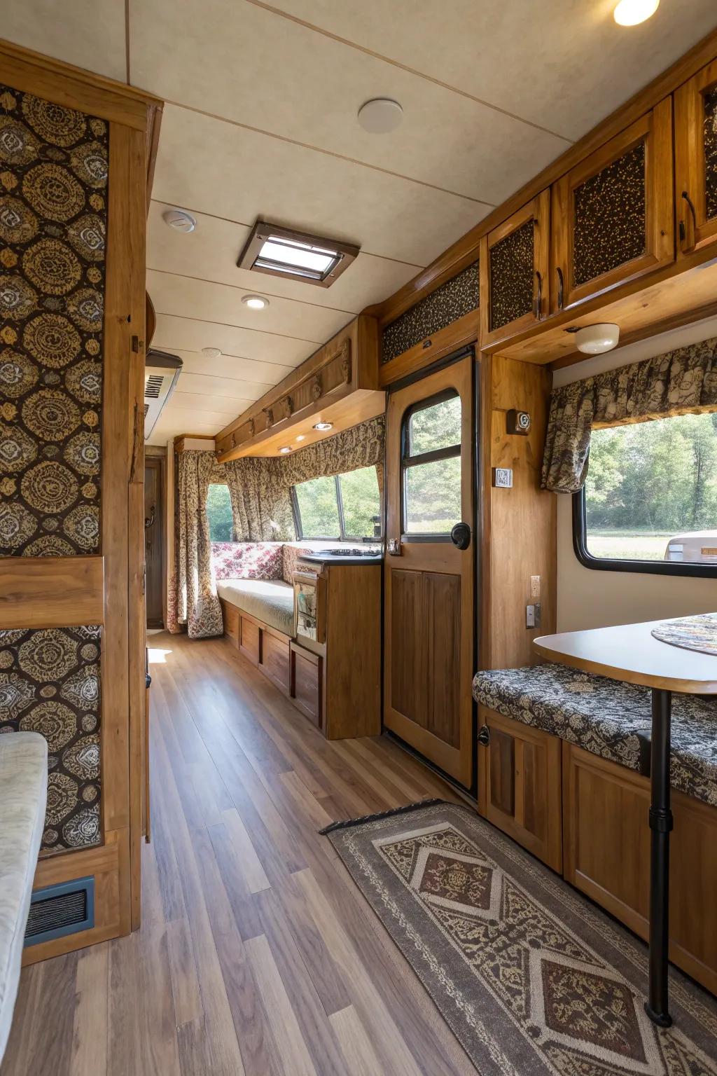 Wood aspects can heat up your mobile home's interior decoration.