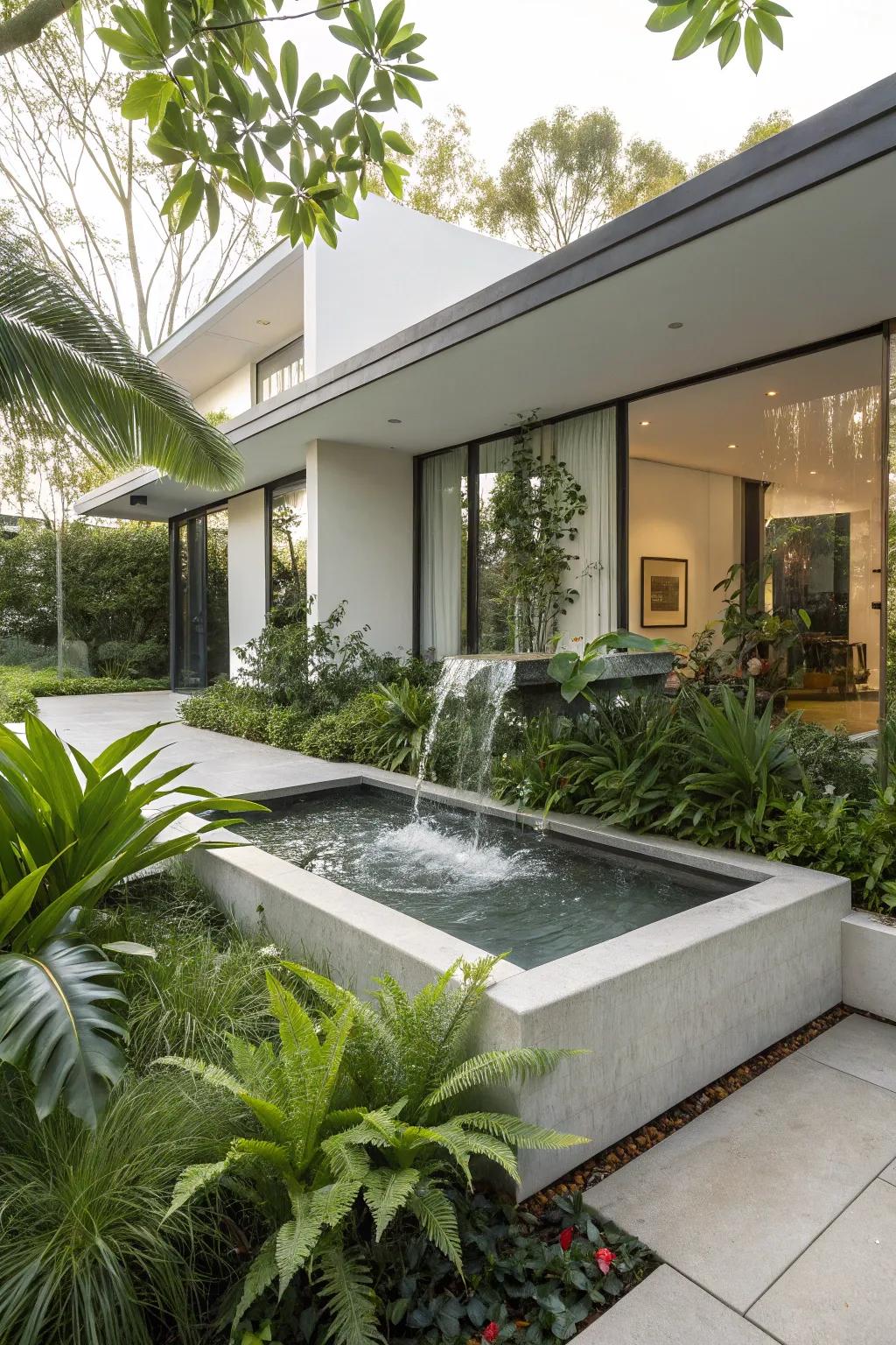 Introduce a hint of luxury and calm with a contemporary water feature.