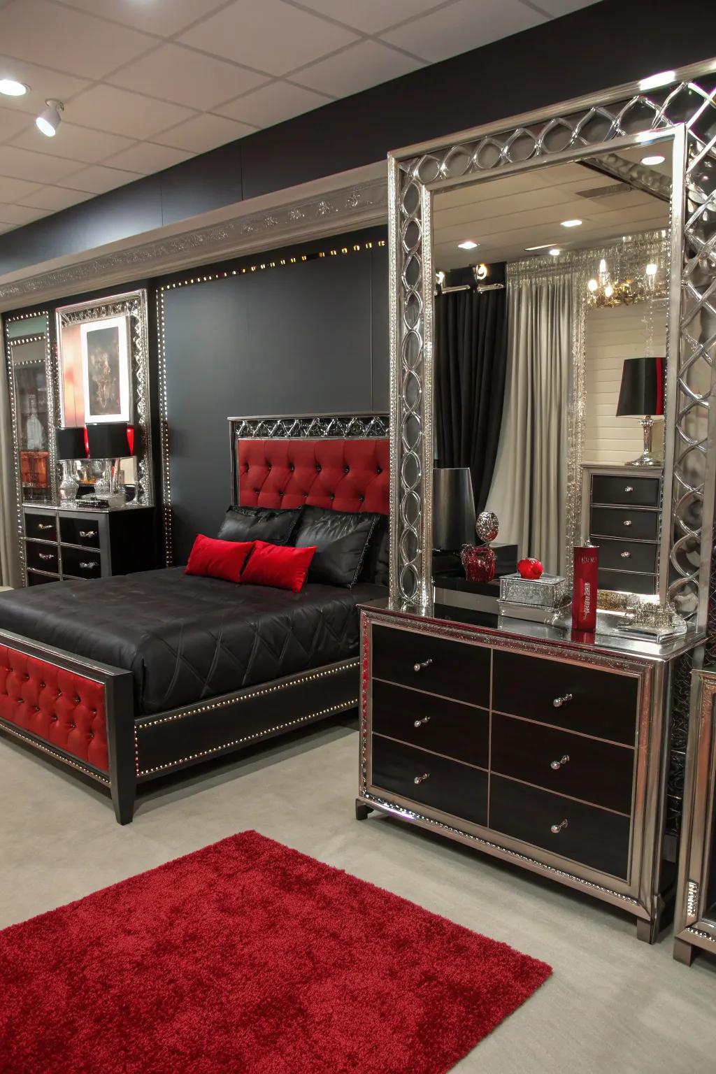 Reflective elements enhance room and light.