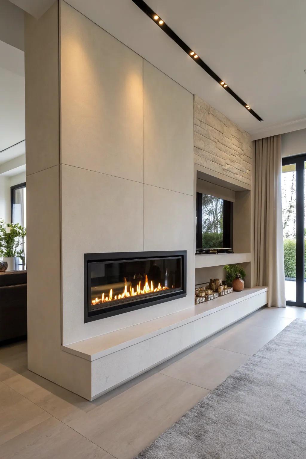 Borderless fireplace smoothly incorporated within a current space.