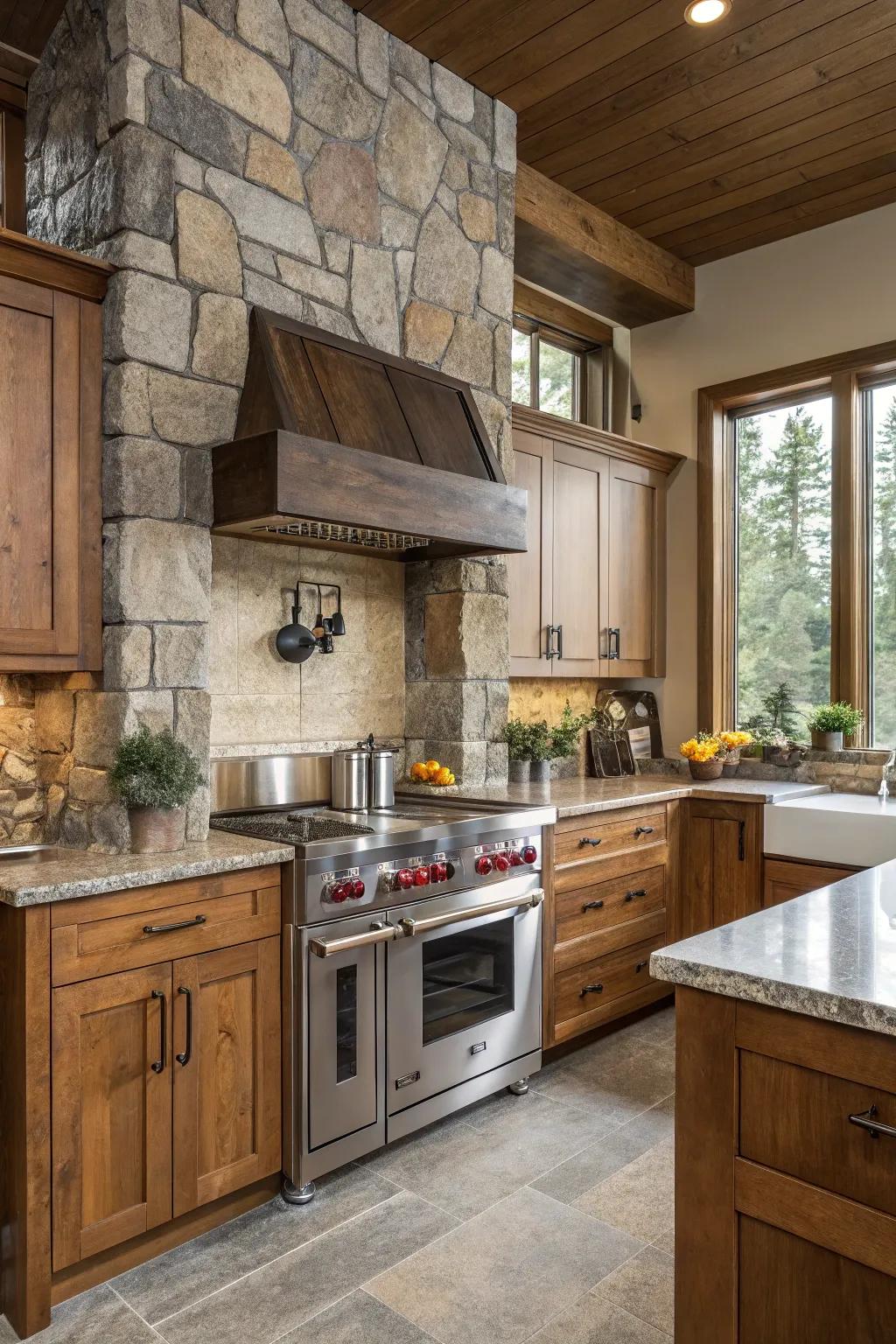 Mixed materials add depth and intrigue to kitchen designs.
