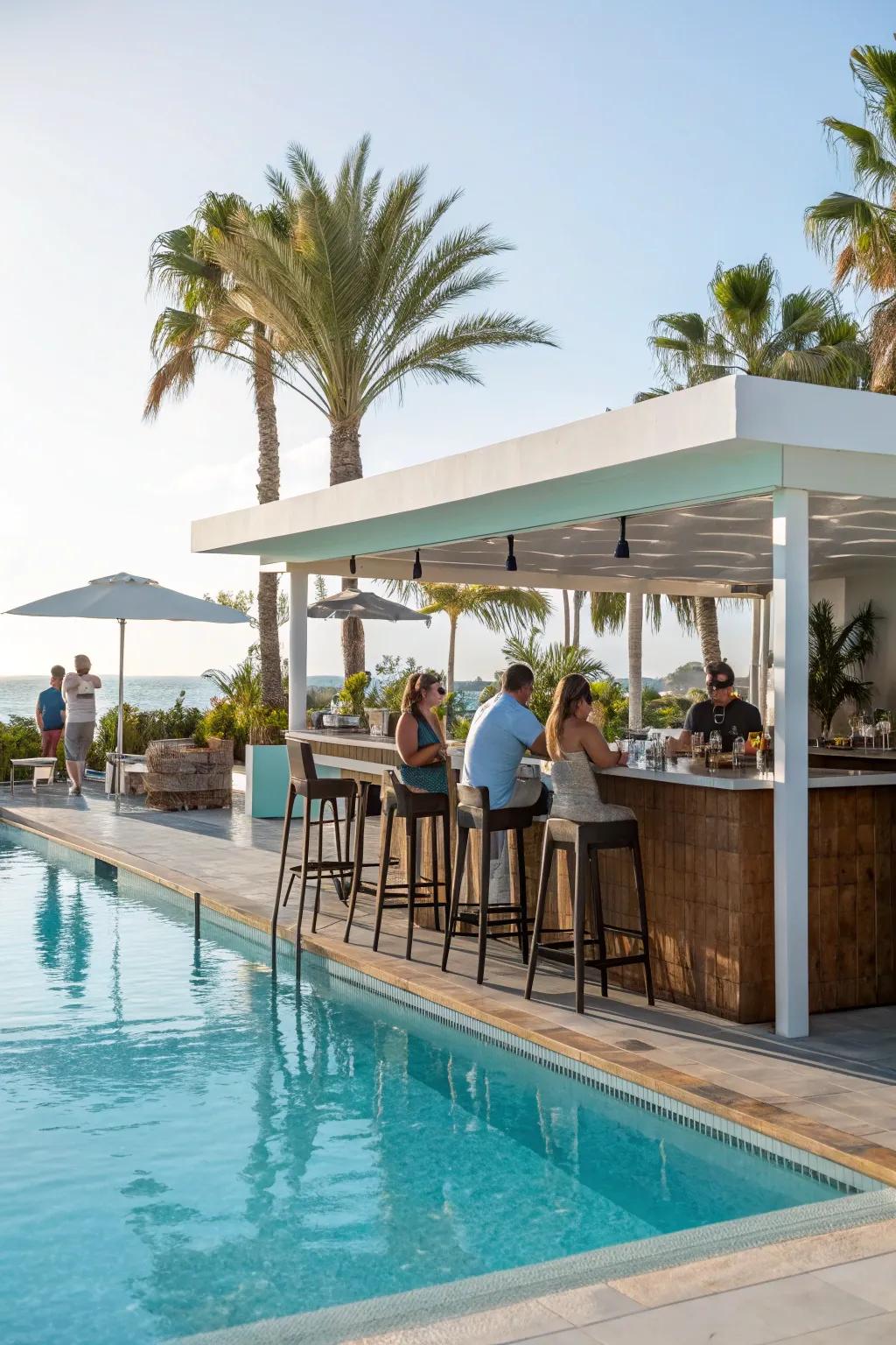 A poolside bar providing supreme relaxation and ease.