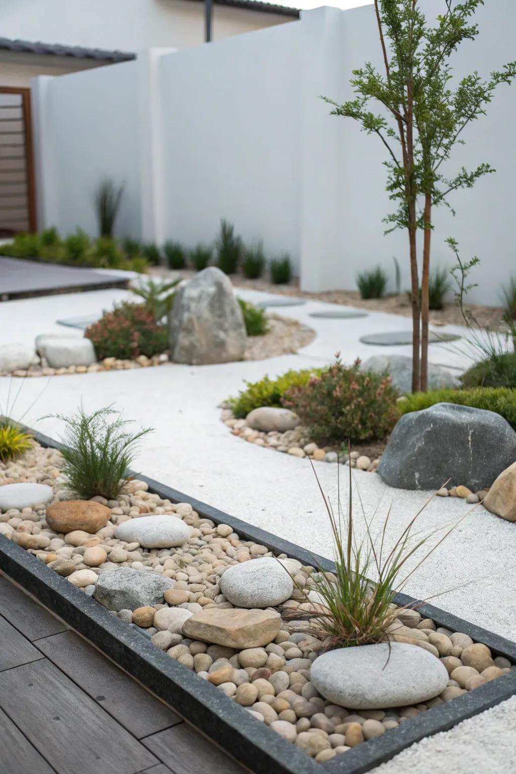 Tidy outlines and simplicity characterize this minimalist stone display.